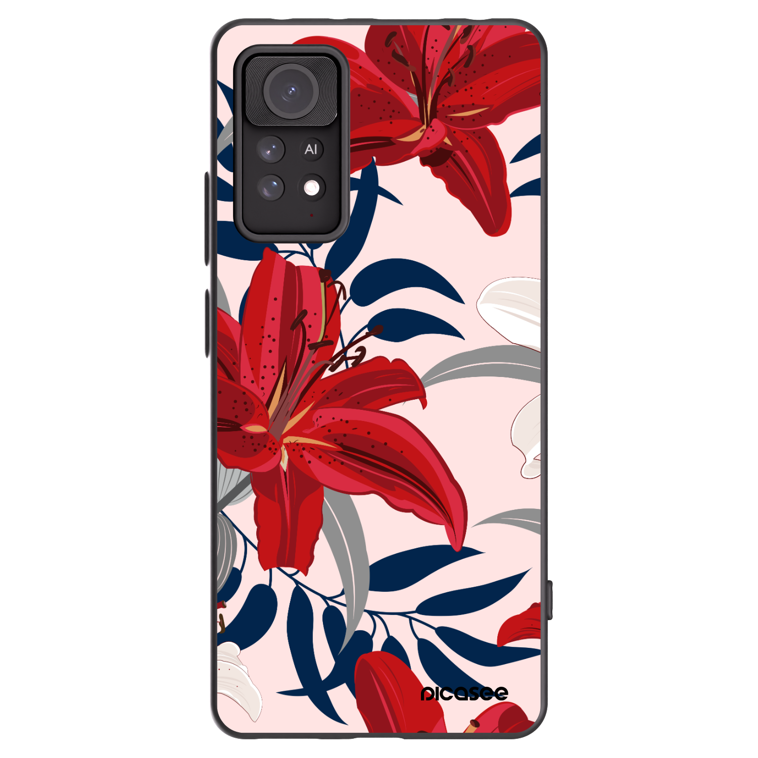 Picasee silikonový černý obal pro Xiaomi Redmi Note 11 Pro 5G - Red Lily