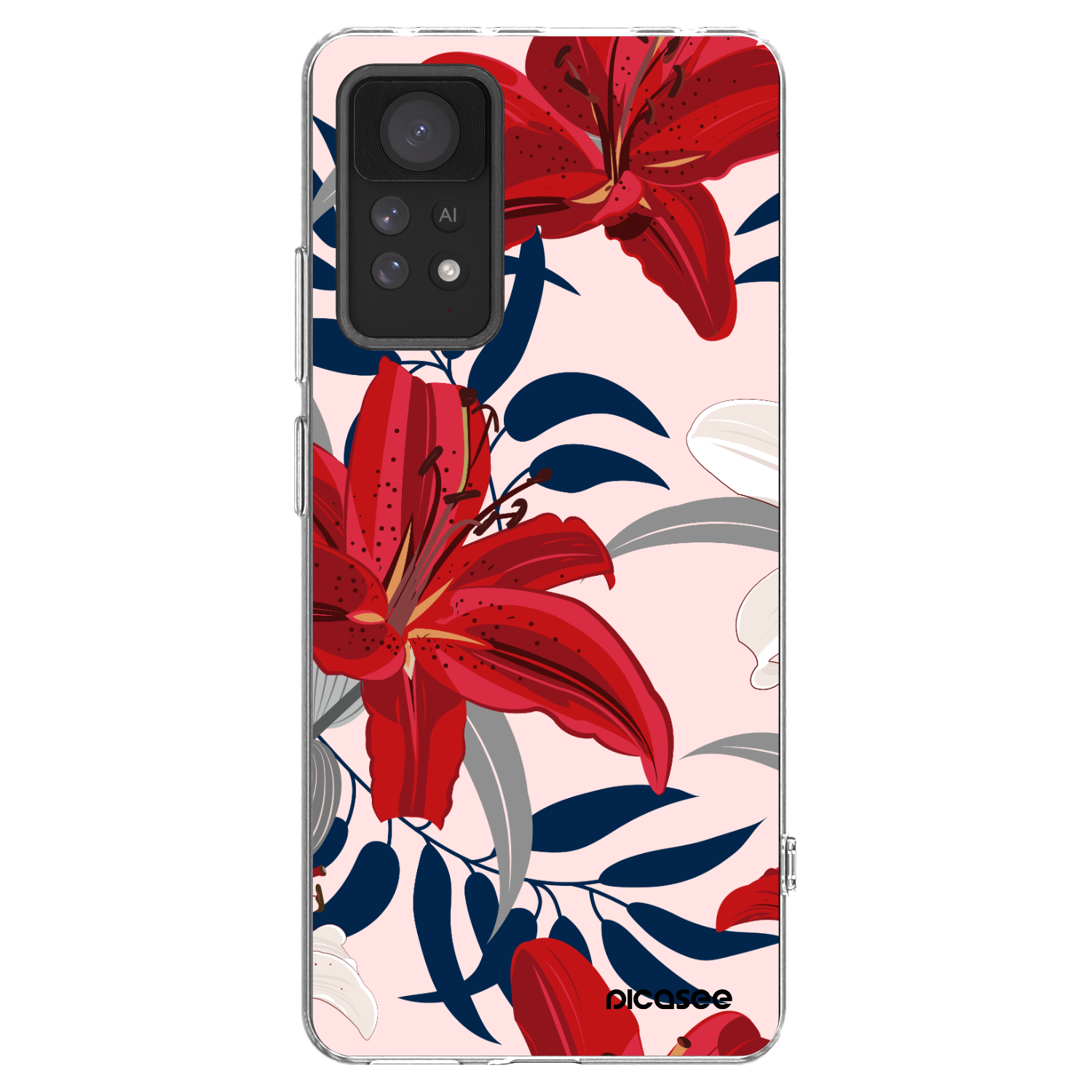 Picasee silikonový průhledný obal pro Xiaomi Redmi Note 11 Pro 5G - Red Lily