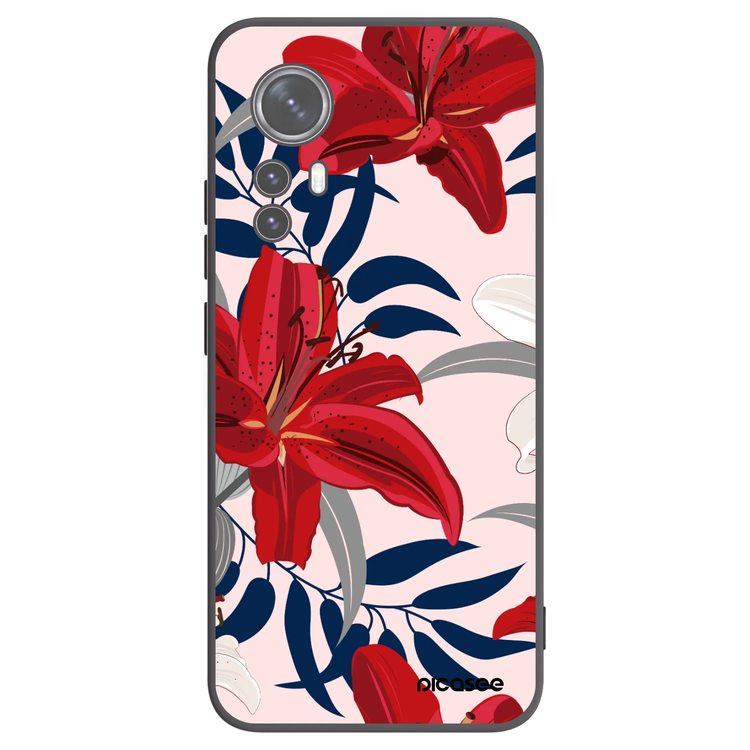 Picasee silikonový černý obal pro Xiaomi 12 - Red Lily