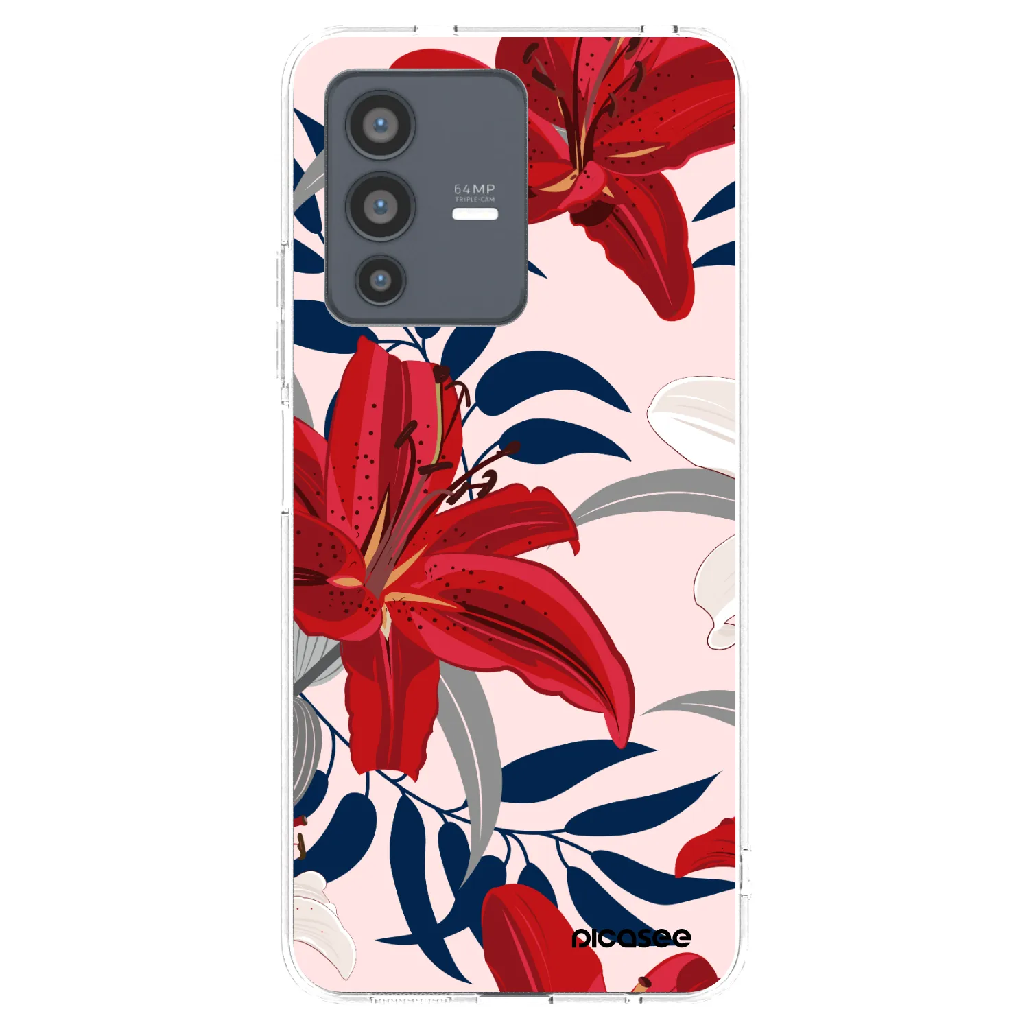 Picasee silikonový průhledný obal pro Vivo V23 5G - Red Lily