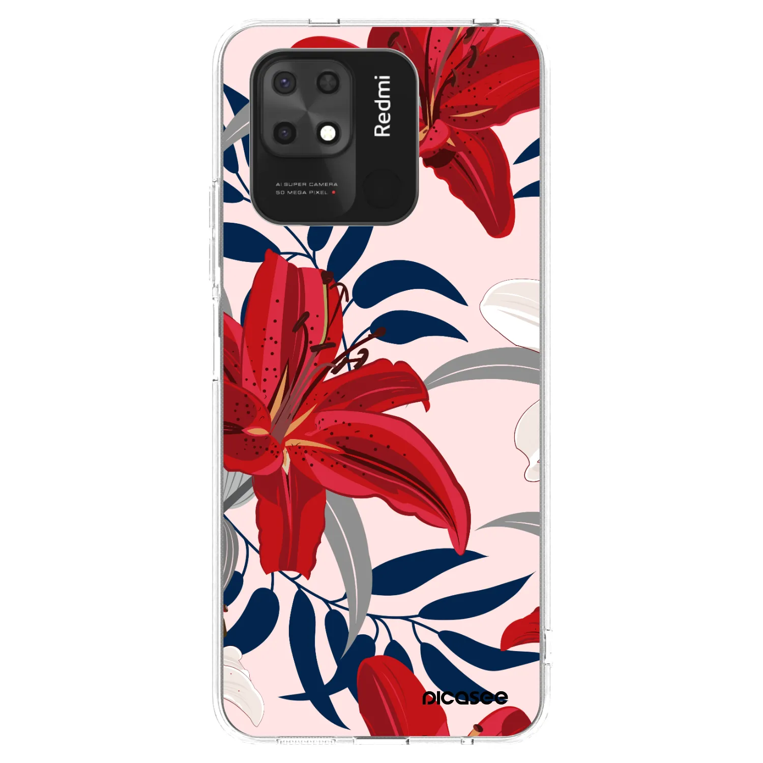 Picasee silikonový průhledný obal pro Xiaomi Redmi 10C - Red Lily