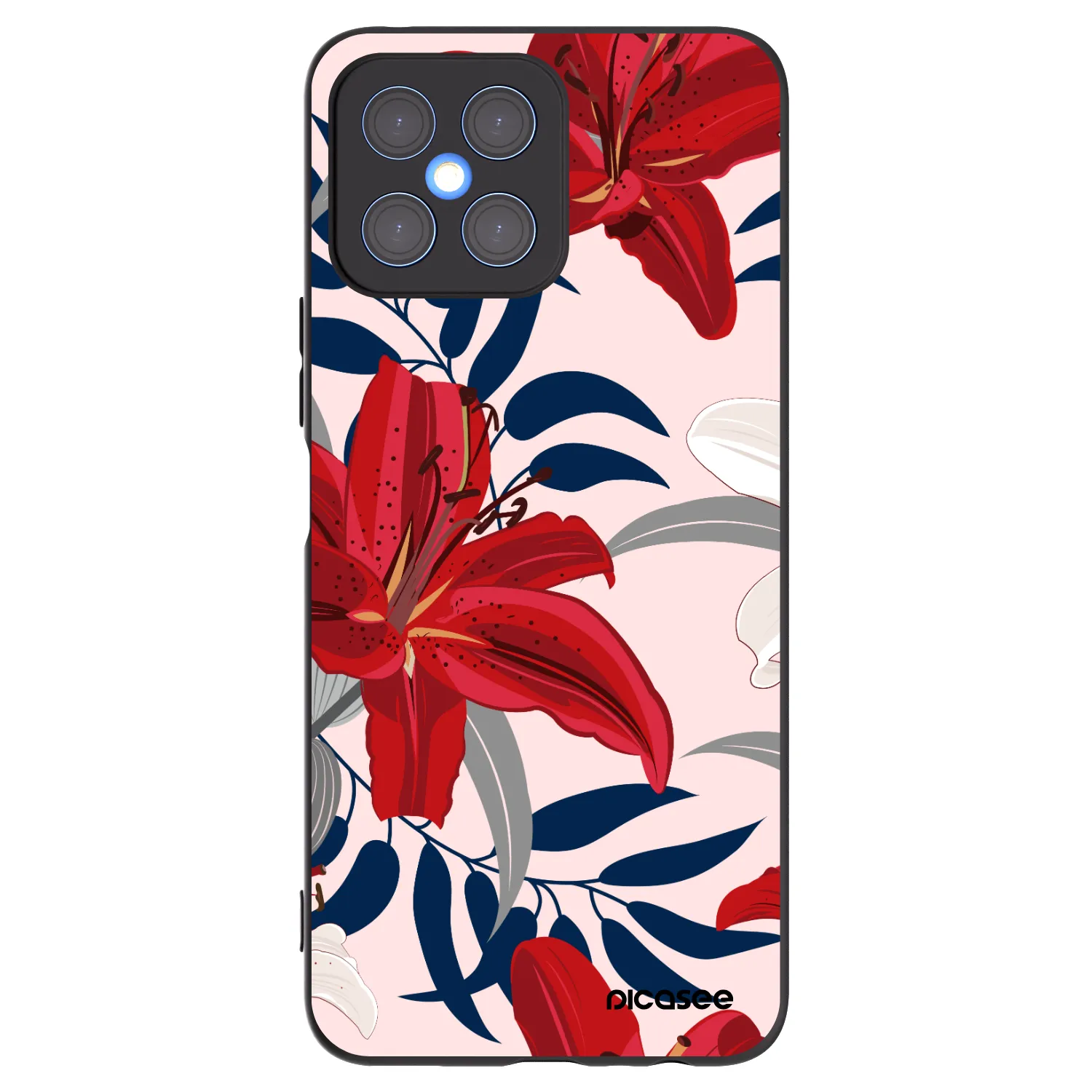 Picasee silikonový černý obal pro Honor X8 4G - Red Lily