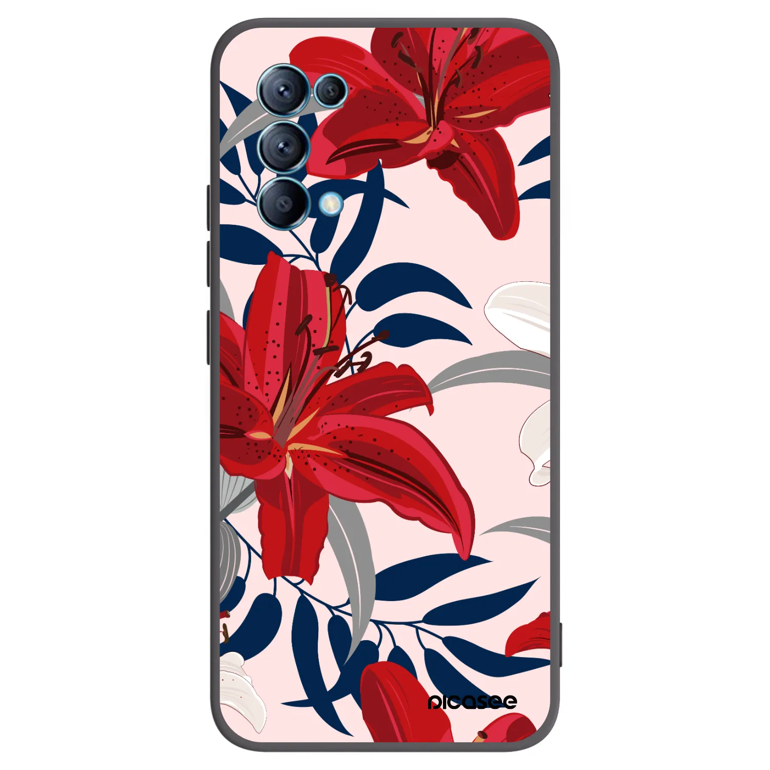 Picasee silikonový černý obal pro OPPO Reno 5 5G - Red Lily