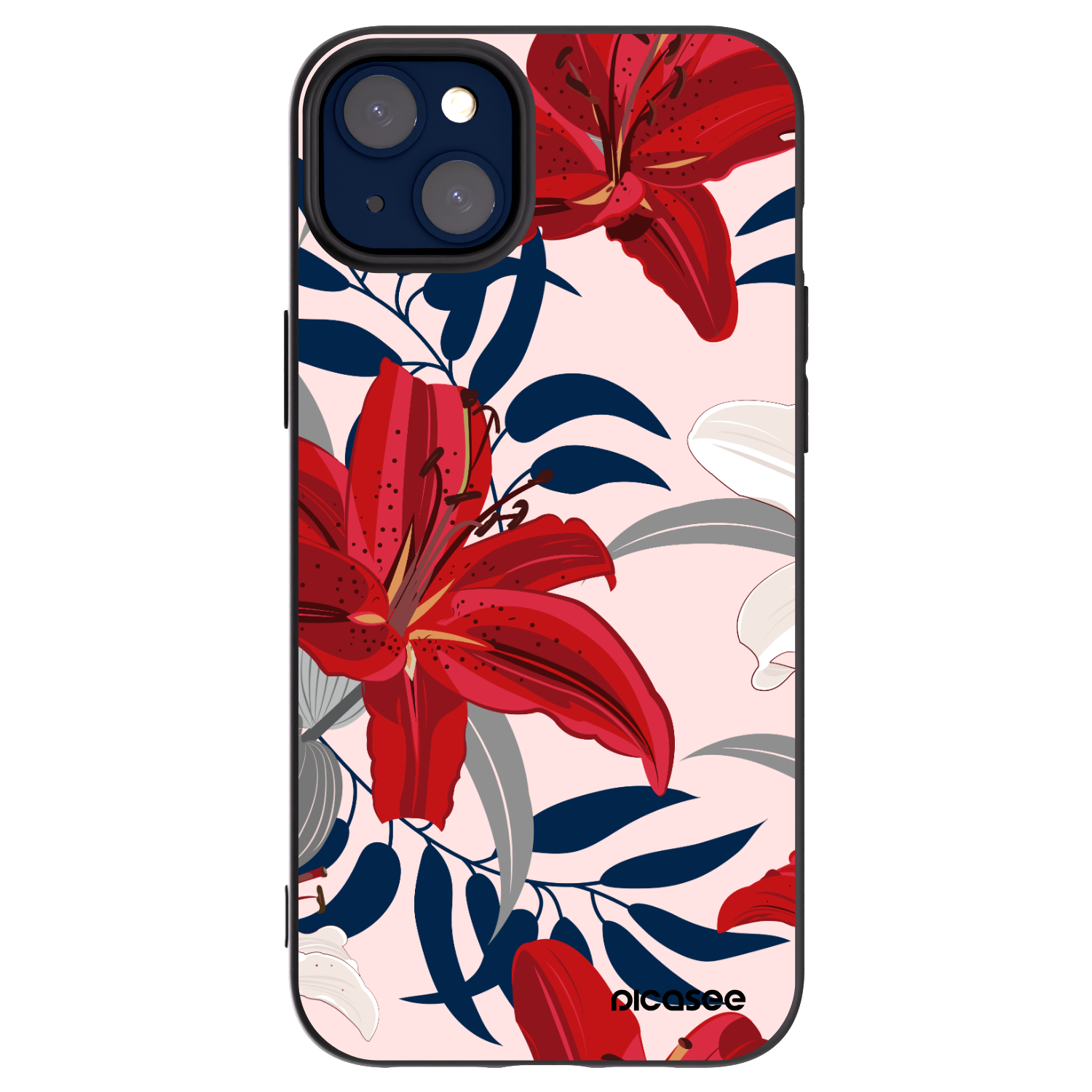 Picasee silikonový černý obal pro Apple iPhone 14 Plus - Red Lily