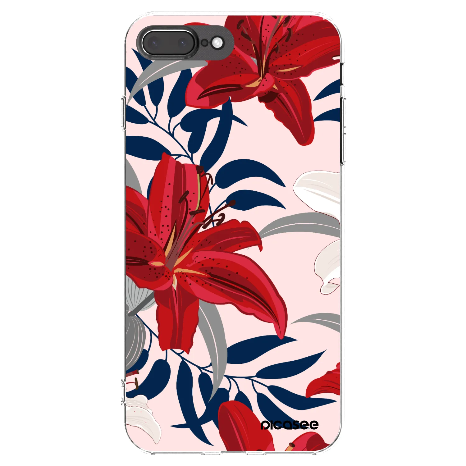 Picasee silikonový průhledný obal pro Apple iPhone 8 Plus - Red Lily