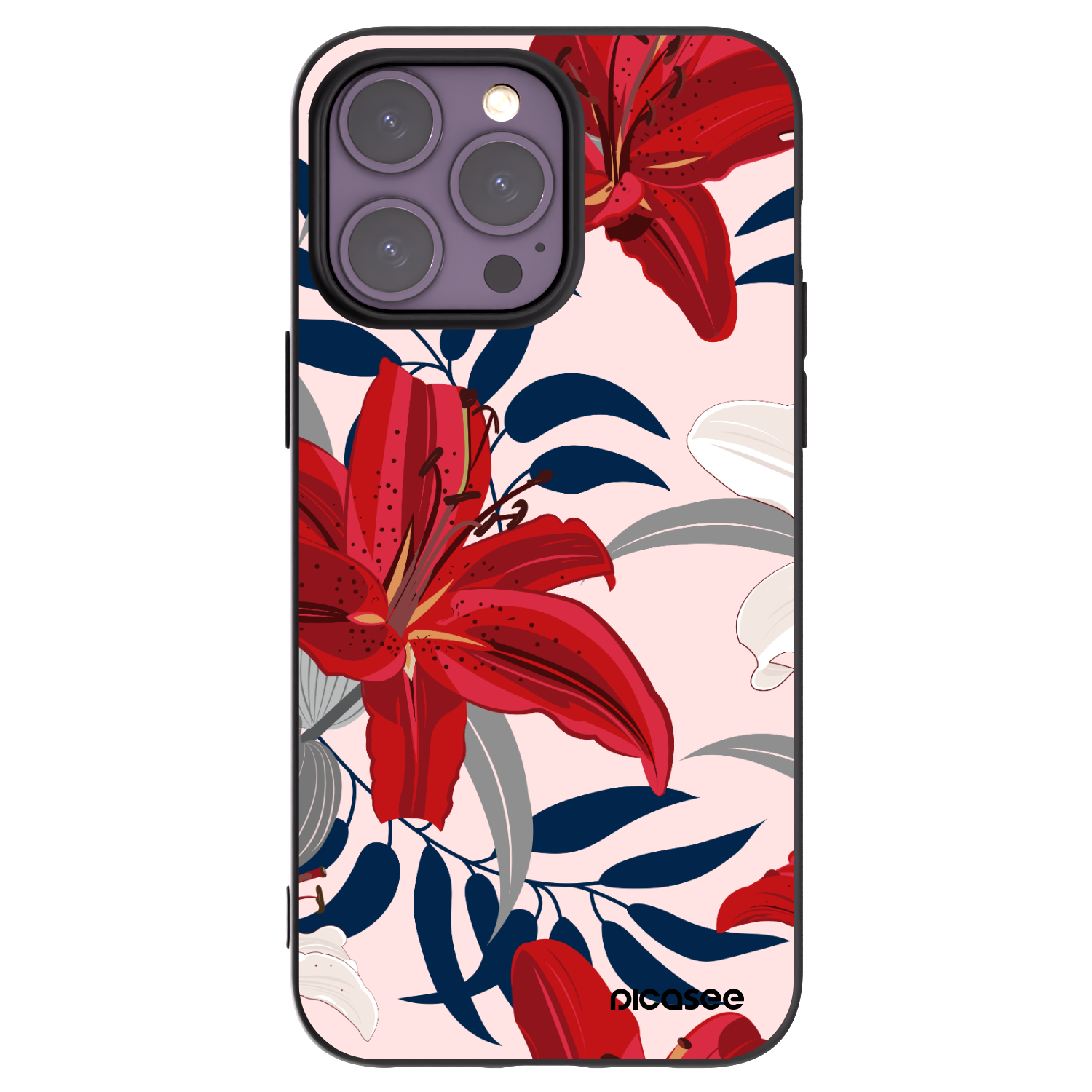 Picasee silikonový černý obal pro Apple iPhone 14 Pro Max - Red Lily