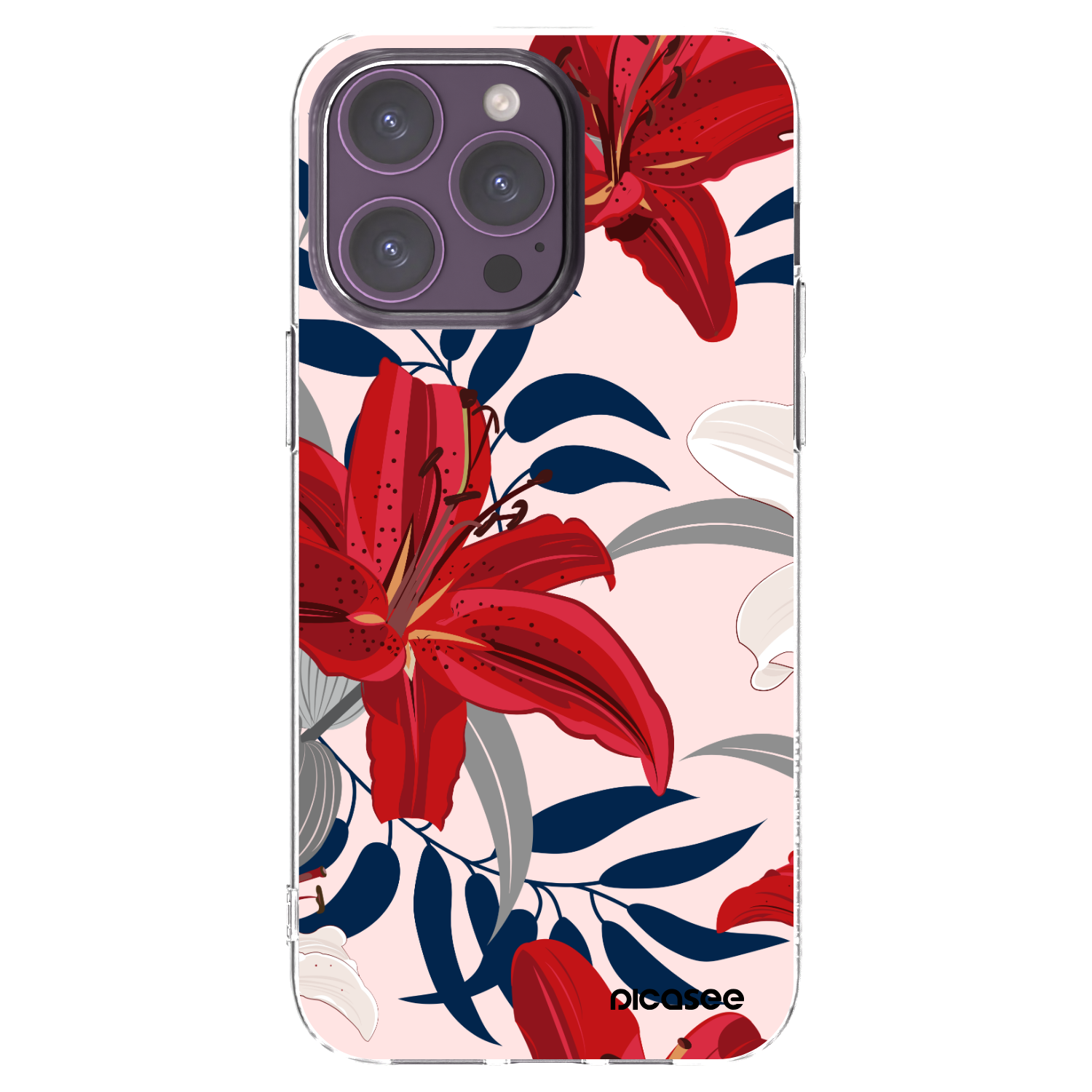 Picasee silikonový průhledný obal pro Apple iPhone 14 Pro Max - Red Lily