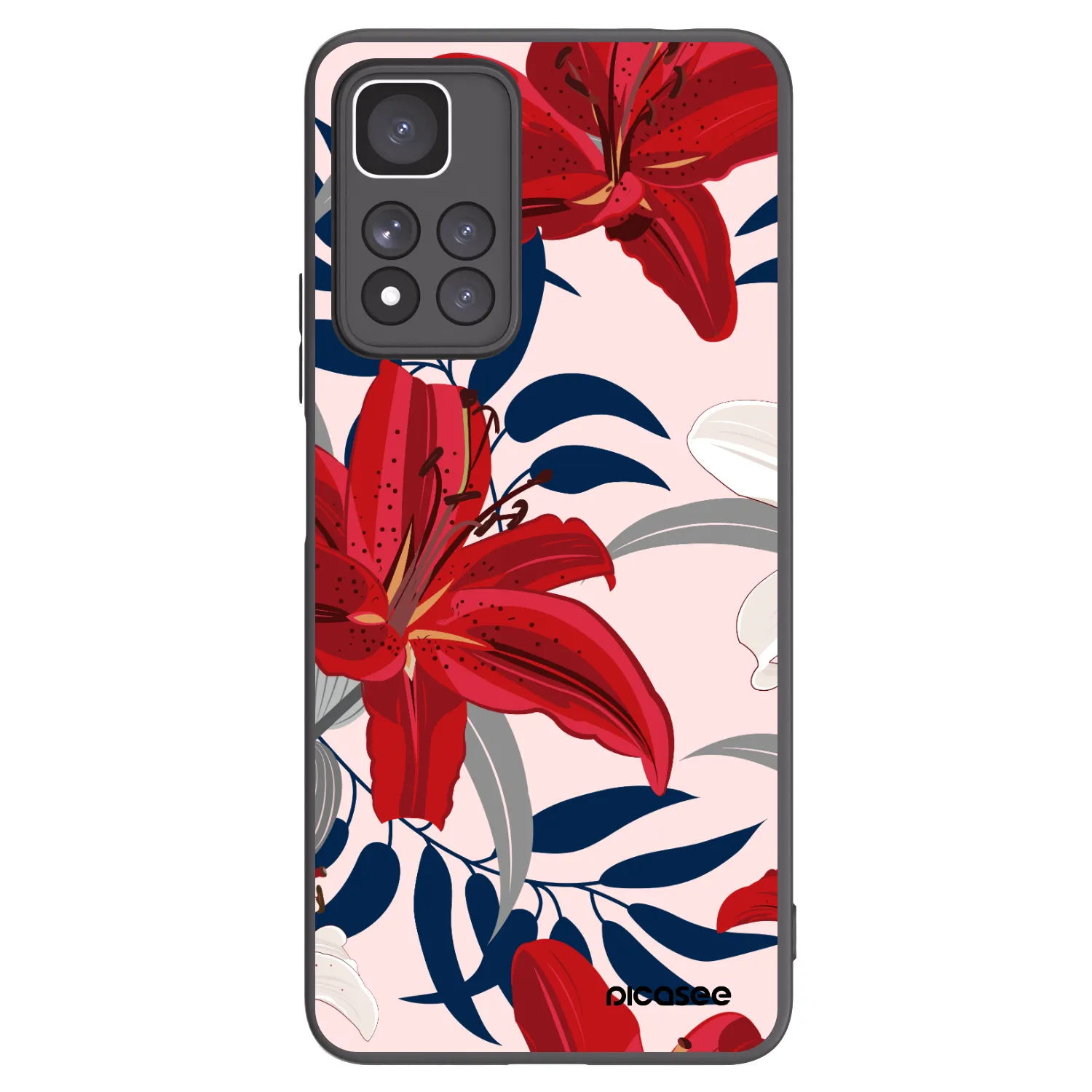 Picasee silikonový černý obal pro Xiaomi Redmi Note 11 Pro+ 5G - Red Lily