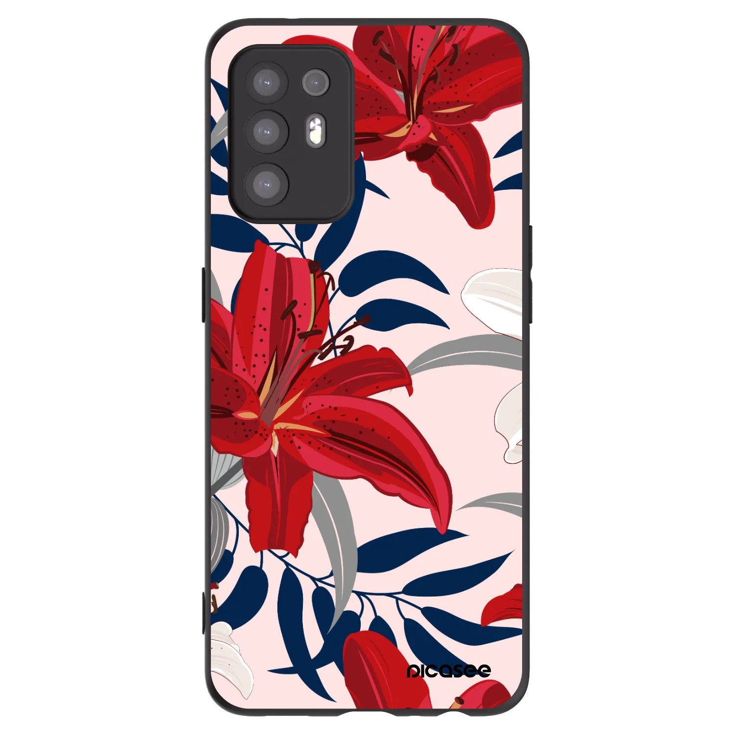 Picasee silikonový černý obal pro OPPO A94 5G - Red Lily