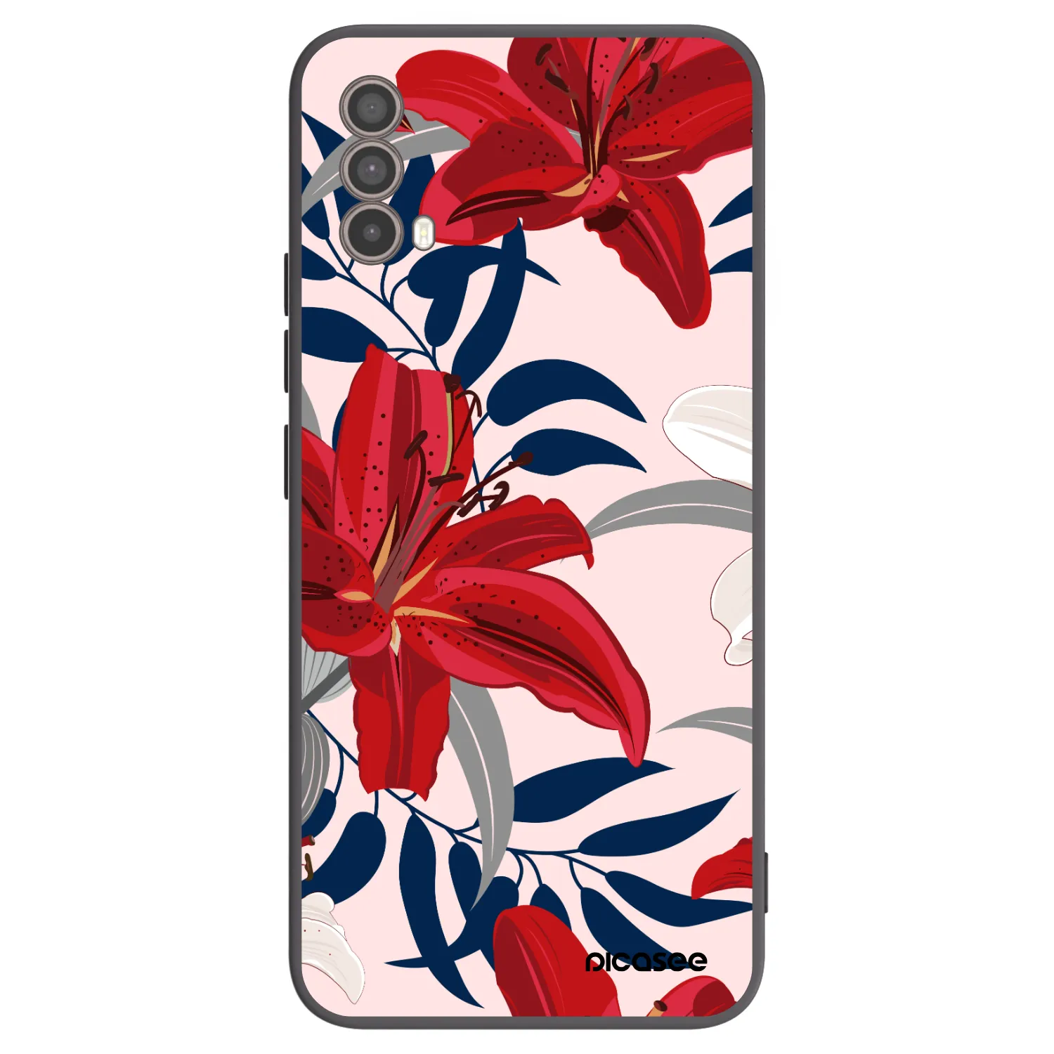Picasee silikonový černý obal pro Motorola Moto E40 - Red Lily