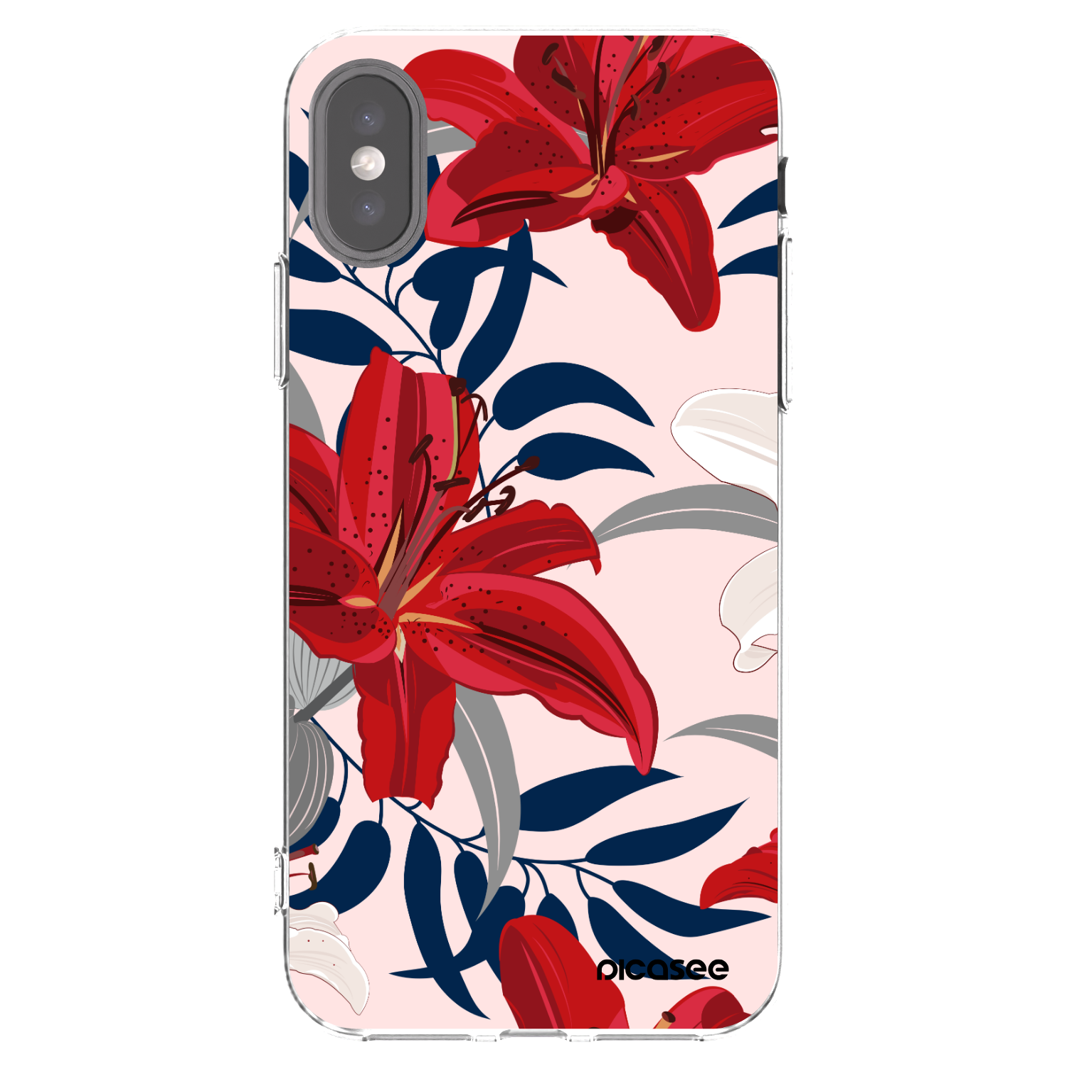 Picasee silikonový průhledný obal pro Apple iPhone X/XS - Red Lily
