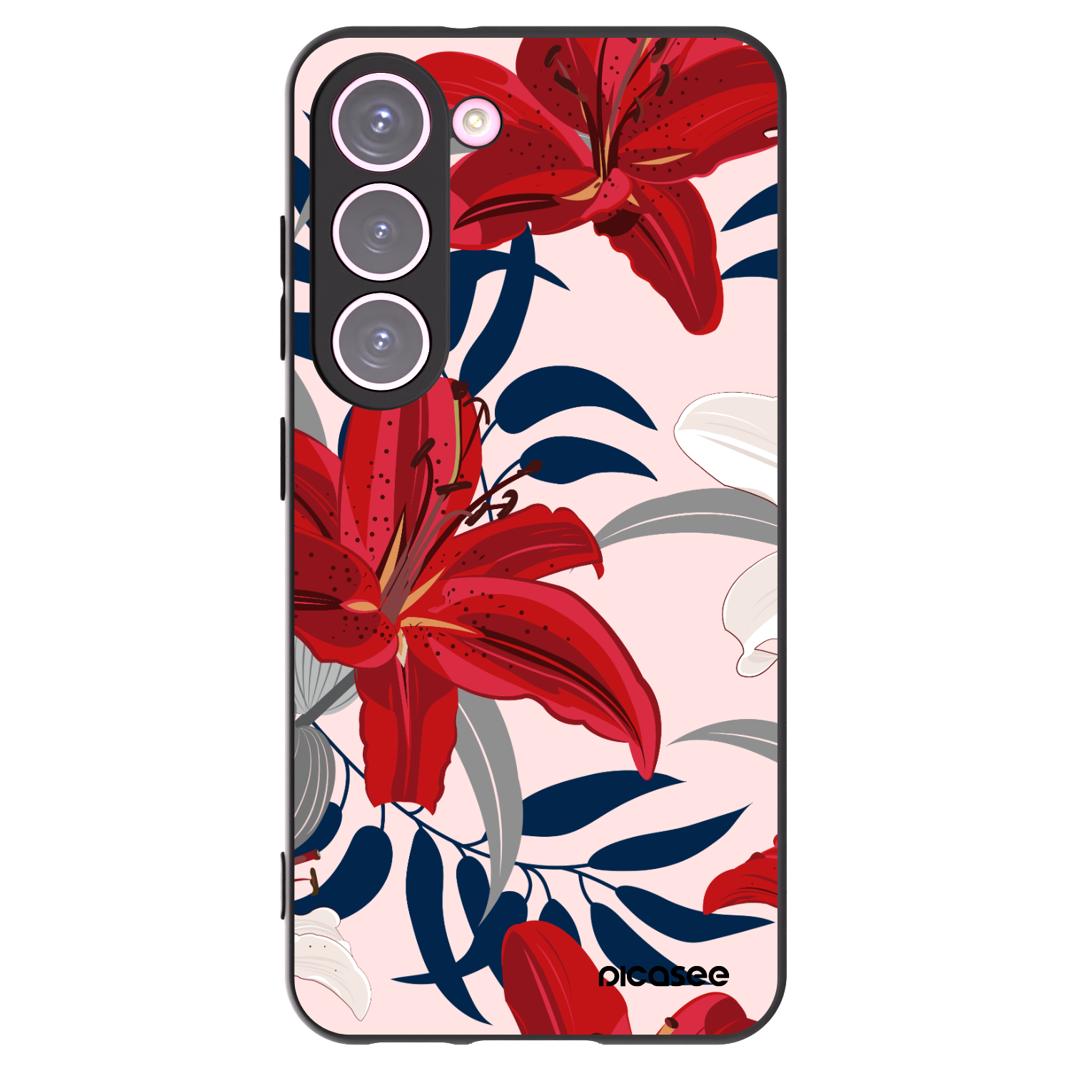 Picasee silikonový černý obal pro Samsung Galaxy S23 5G - Red Lily