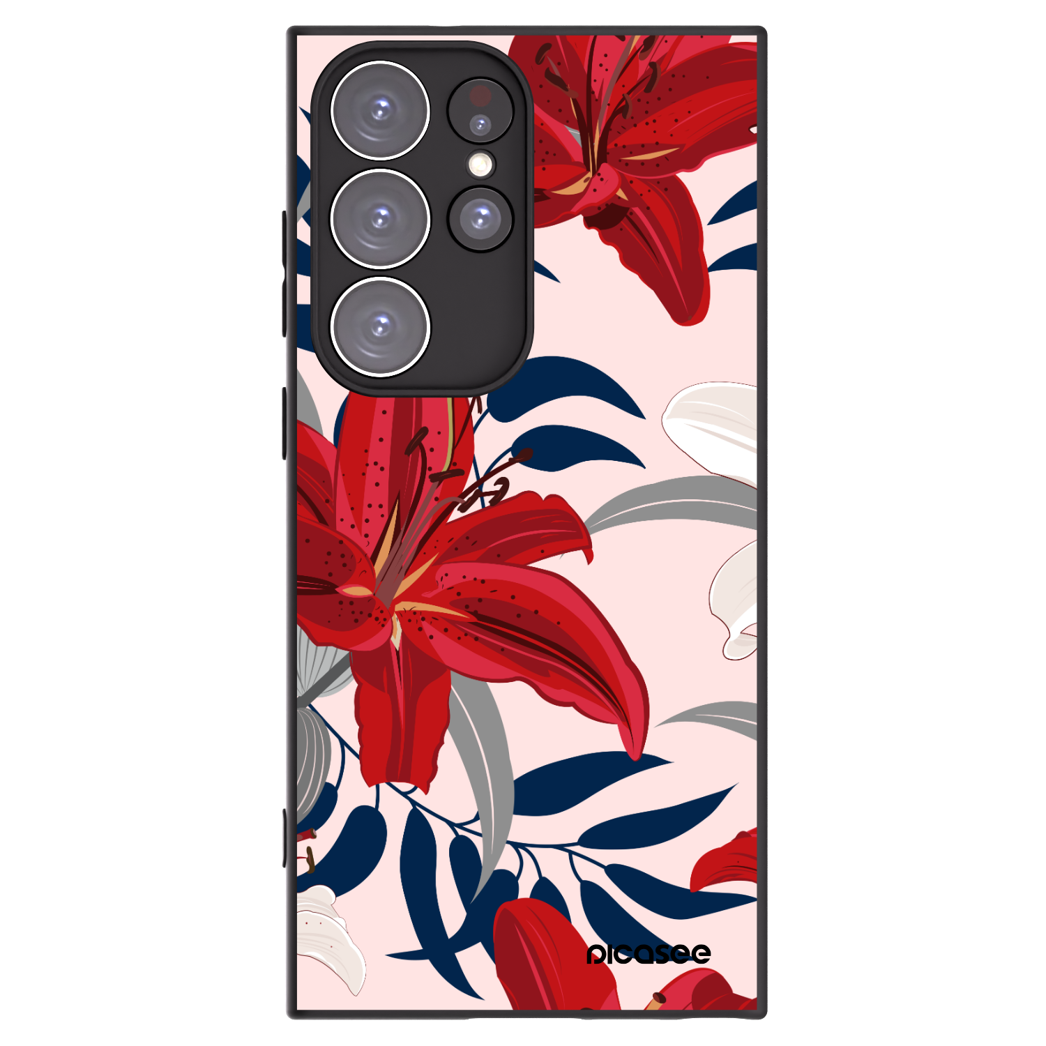 Picasee silikonový černý obal pro Samsung Galaxy S23 Ultra 5G - Red Lily