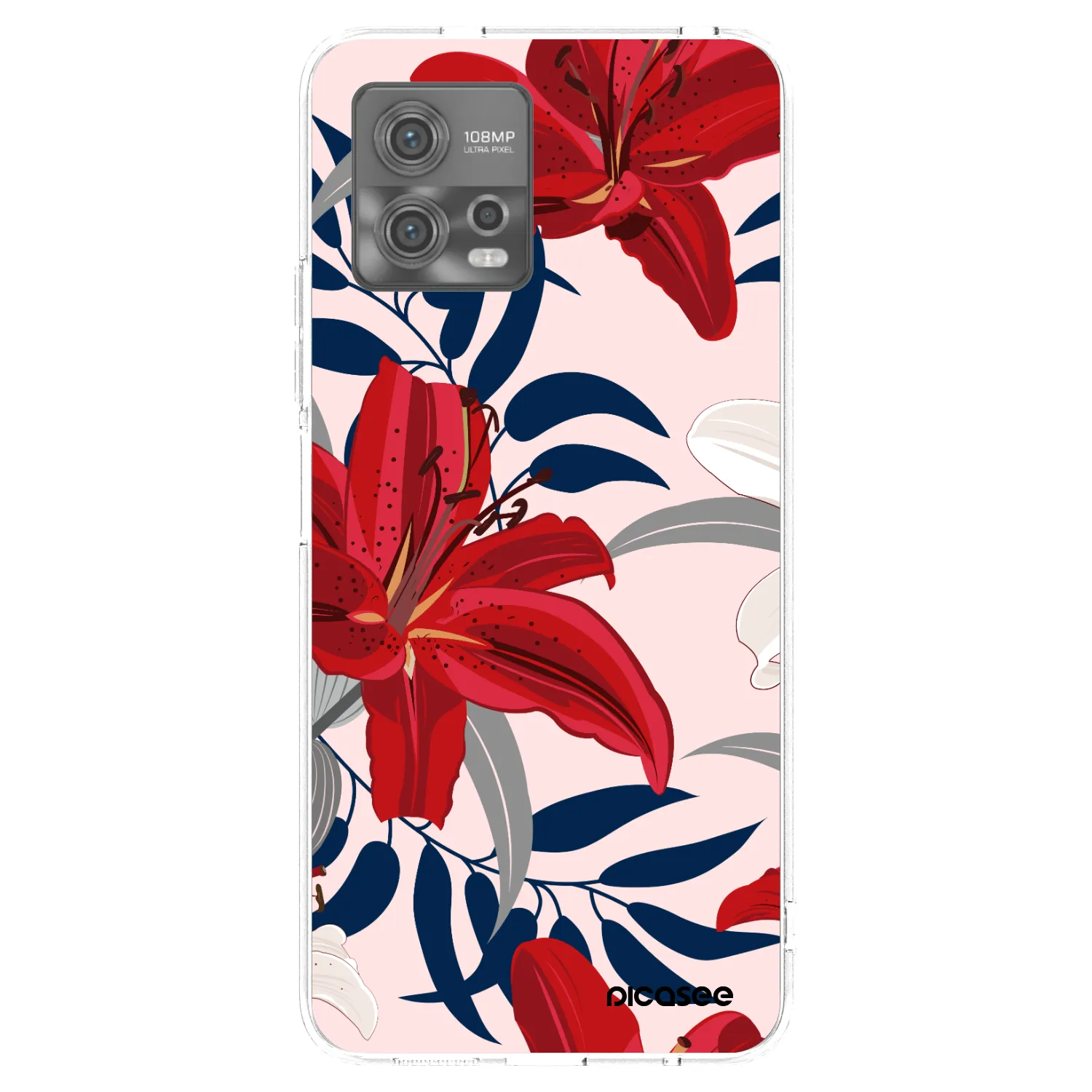 Picasee silikonový průhledný obal pro Motorola Moto G72 - Red Lily