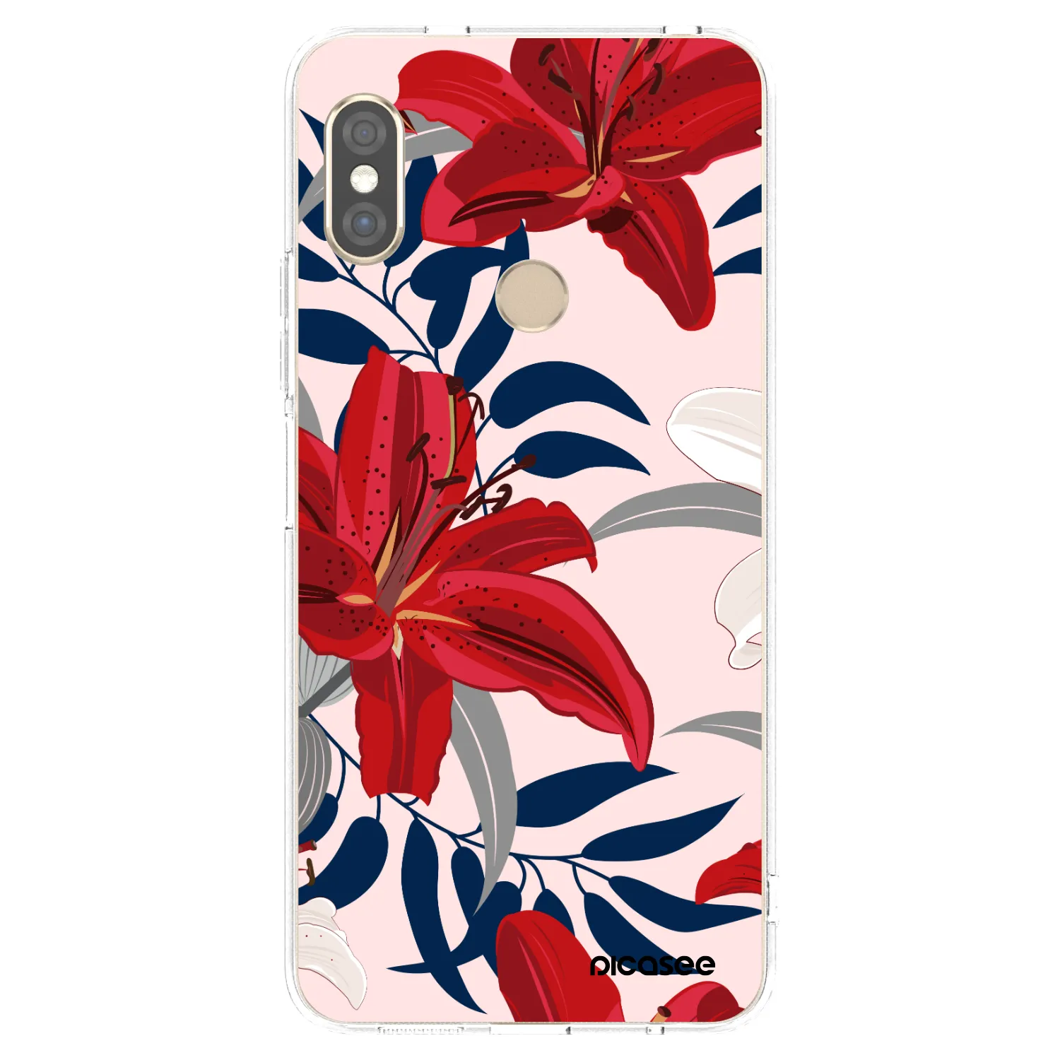 Picasee silikonový průhledný obal pro Xiaomi Redmi Note 5 Global - Red Lily