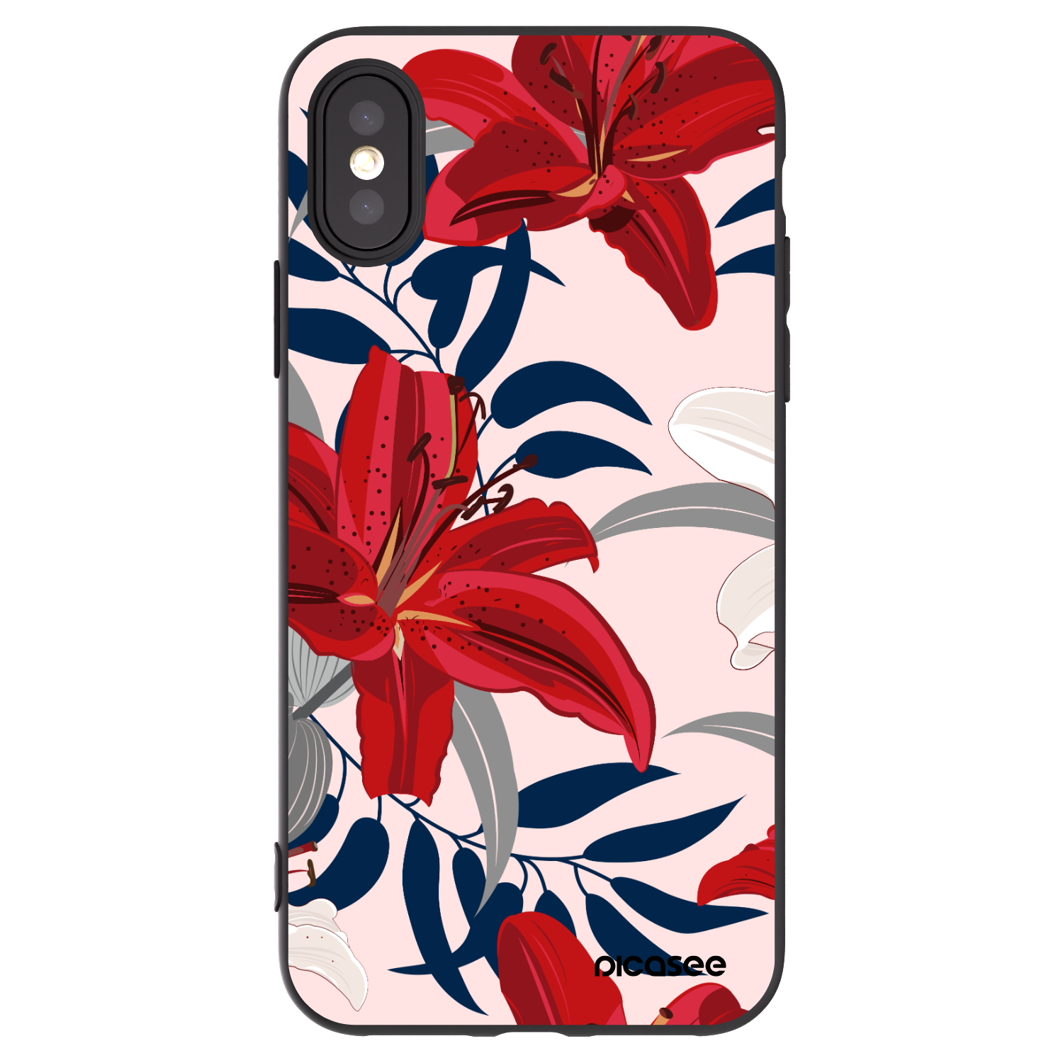 Picasee silikonový černý obal pro Apple iPhone X/XS - Red Lily