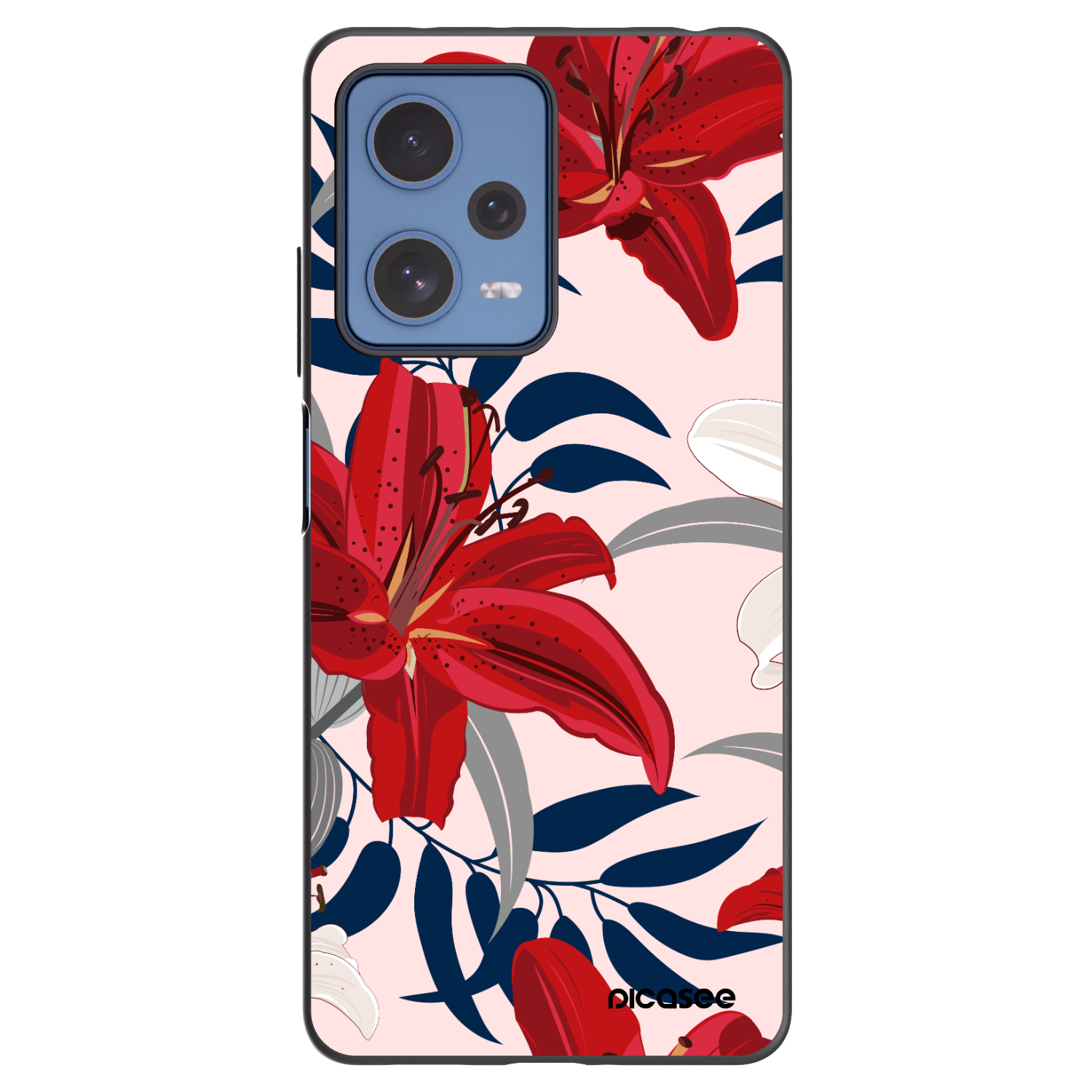 Picasee silikonový černý obal pro Xiaomi Redmi Note 12 Pro 5G - Red Lily