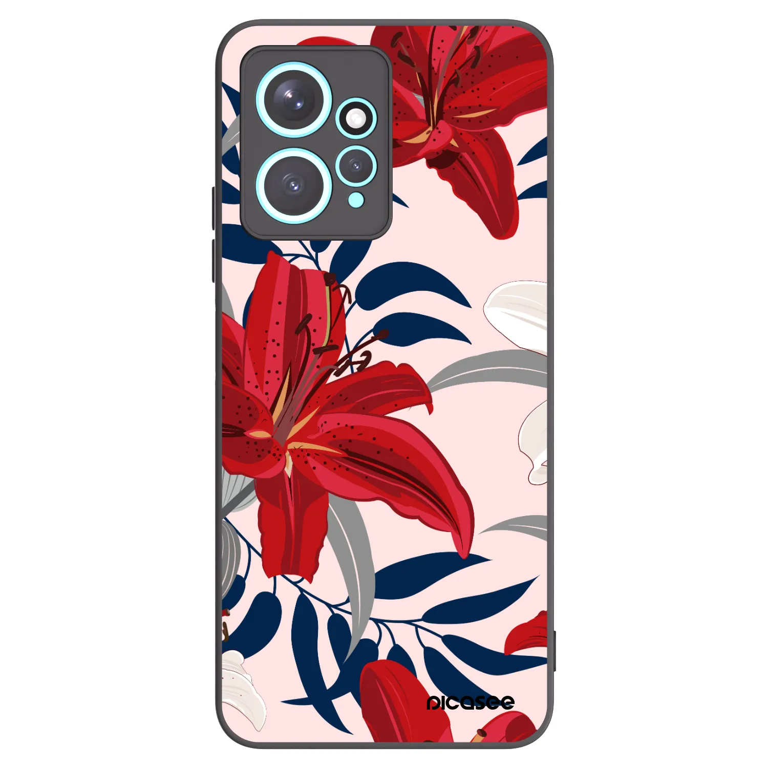 Picasee silikonový černý obal pro Xiaomi Redmi Note 12 4G - Red Lily