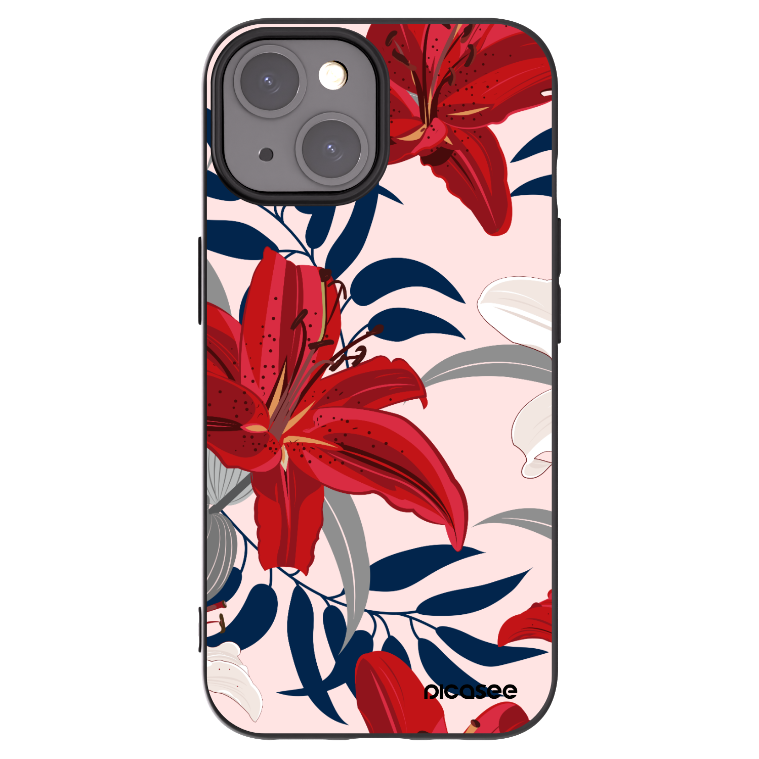 Picasee silikonový černý obal pro Apple iPhone 15 - Red Lily