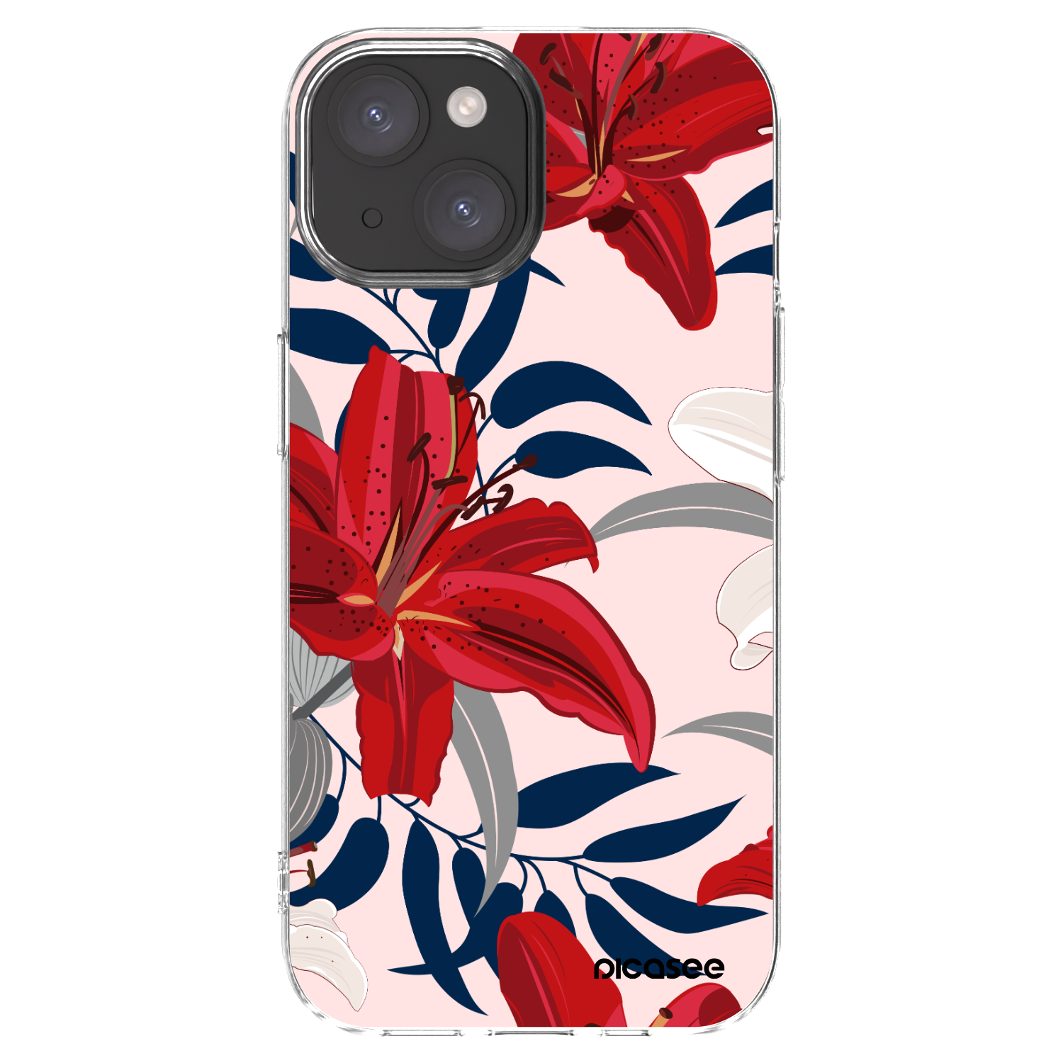 Picasee silikonový průhledný obal pro Apple iPhone 15 - Red Lily