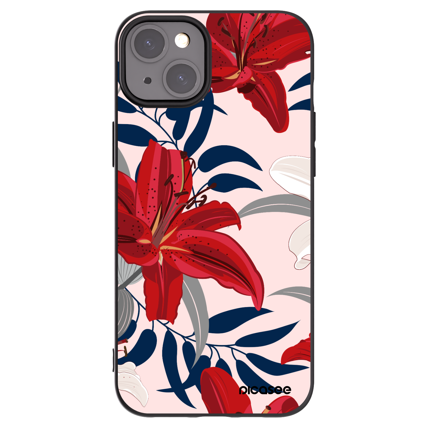 Picasee silikonový černý obal pro Apple iPhone 15 Plus - Red Lily