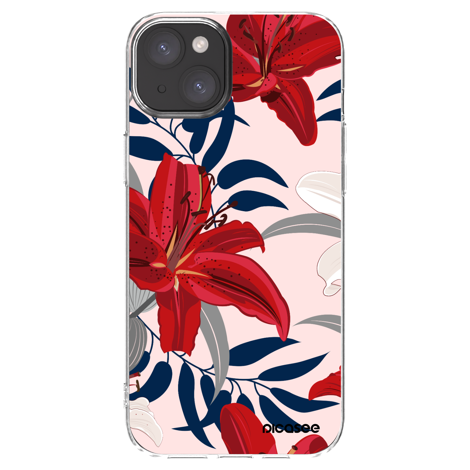 Picasee silikonový průhledný obal pro Apple iPhone 15 Plus - Red Lily