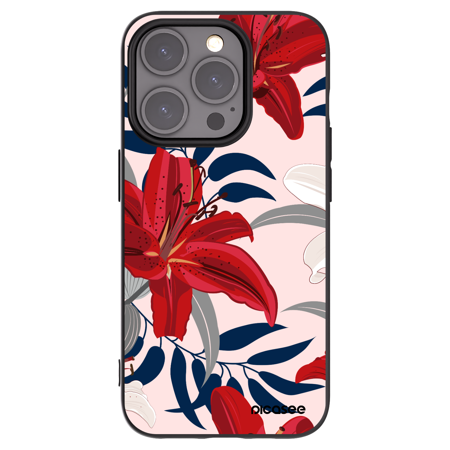Picasee silikonový černý obal pro Apple iPhone 15 Pro - Red Lily