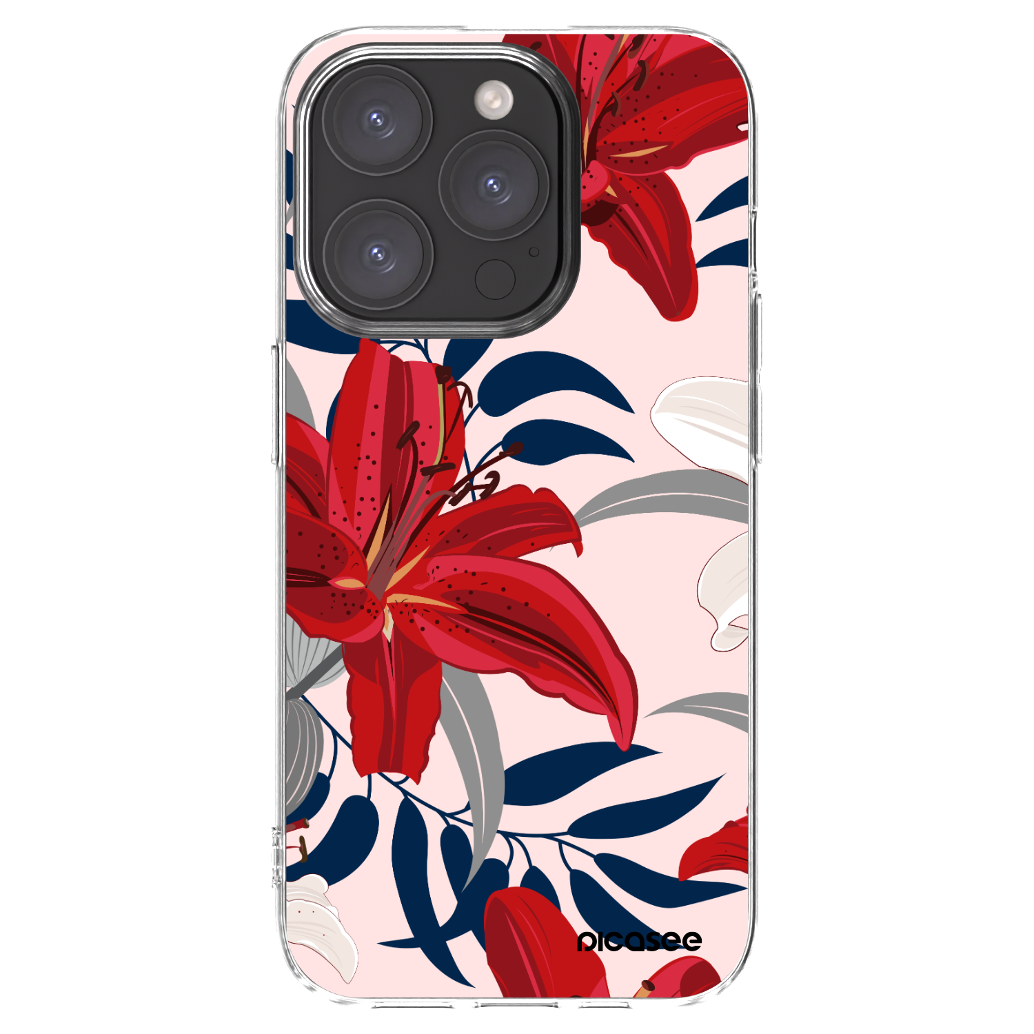 Picasee silikonový průhledný obal pro Apple iPhone 15 Pro - Red Lily