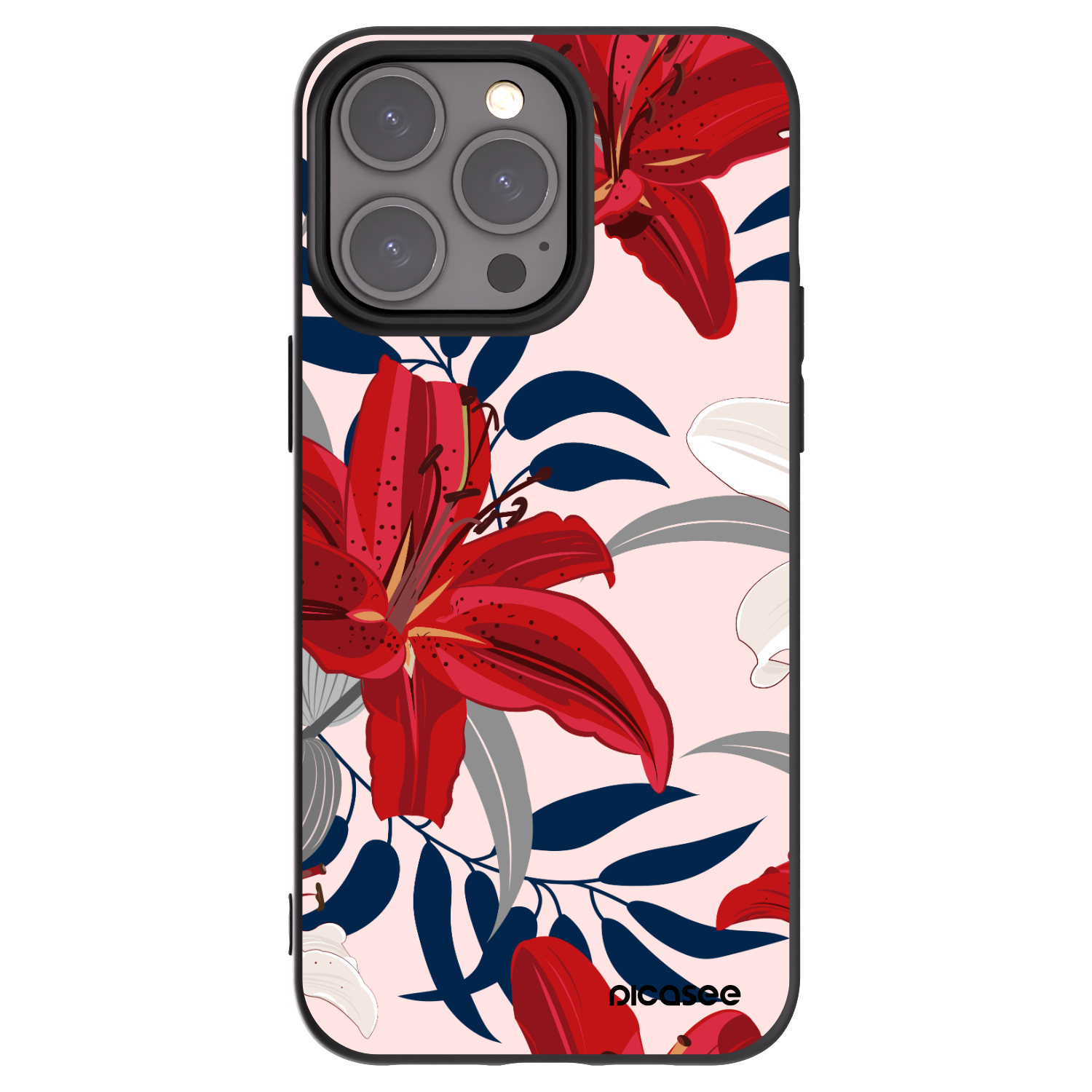 Picasee silikonový černý obal pro Apple iPhone 15 Pro Max - Red Lily