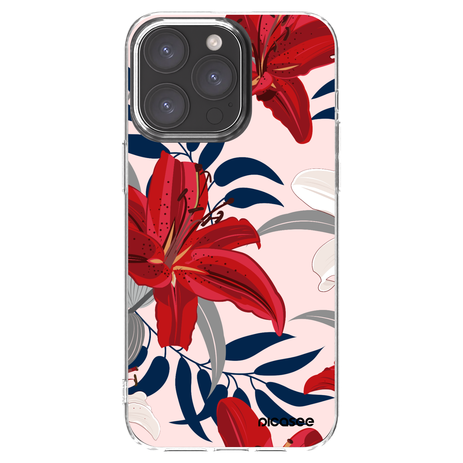 Picasee silikonový průhledný obal pro Apple iPhone 15 Pro Max - Red Lily