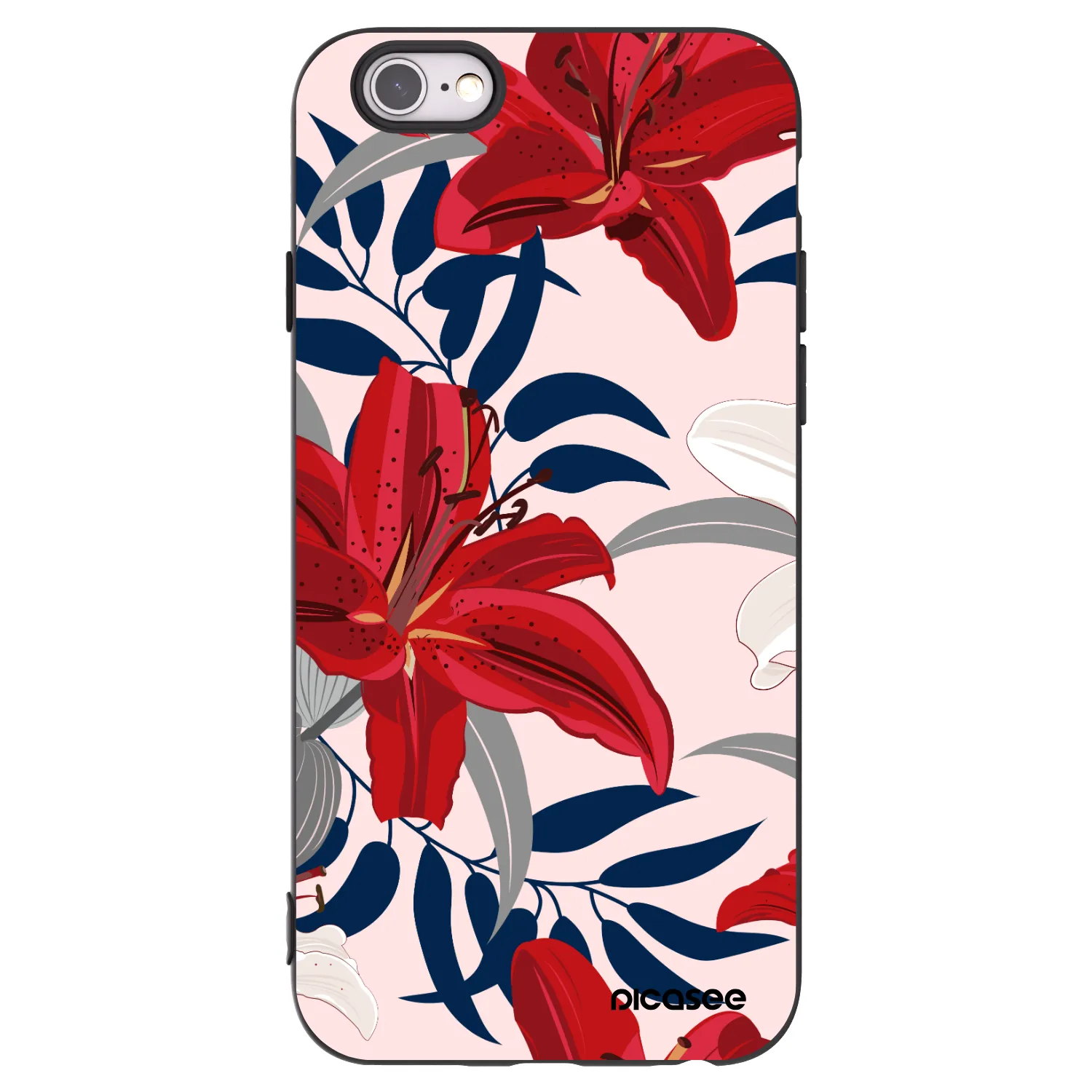 Picasee silikonový černý obal pro Apple iPhone 6/6S - Red Lily