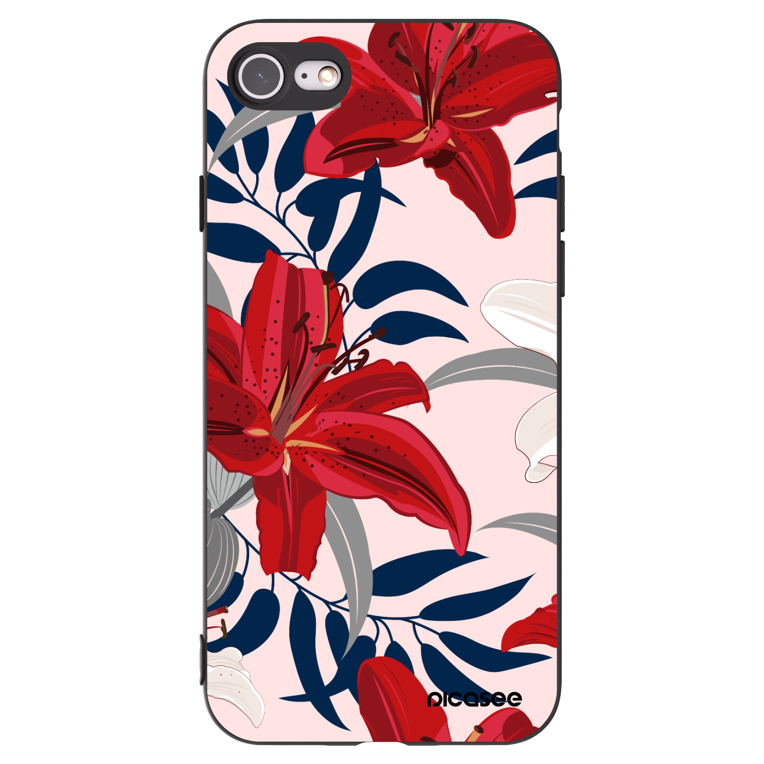 Picasee silikonový černý obal pro Apple iPhone 7 - Red Lily