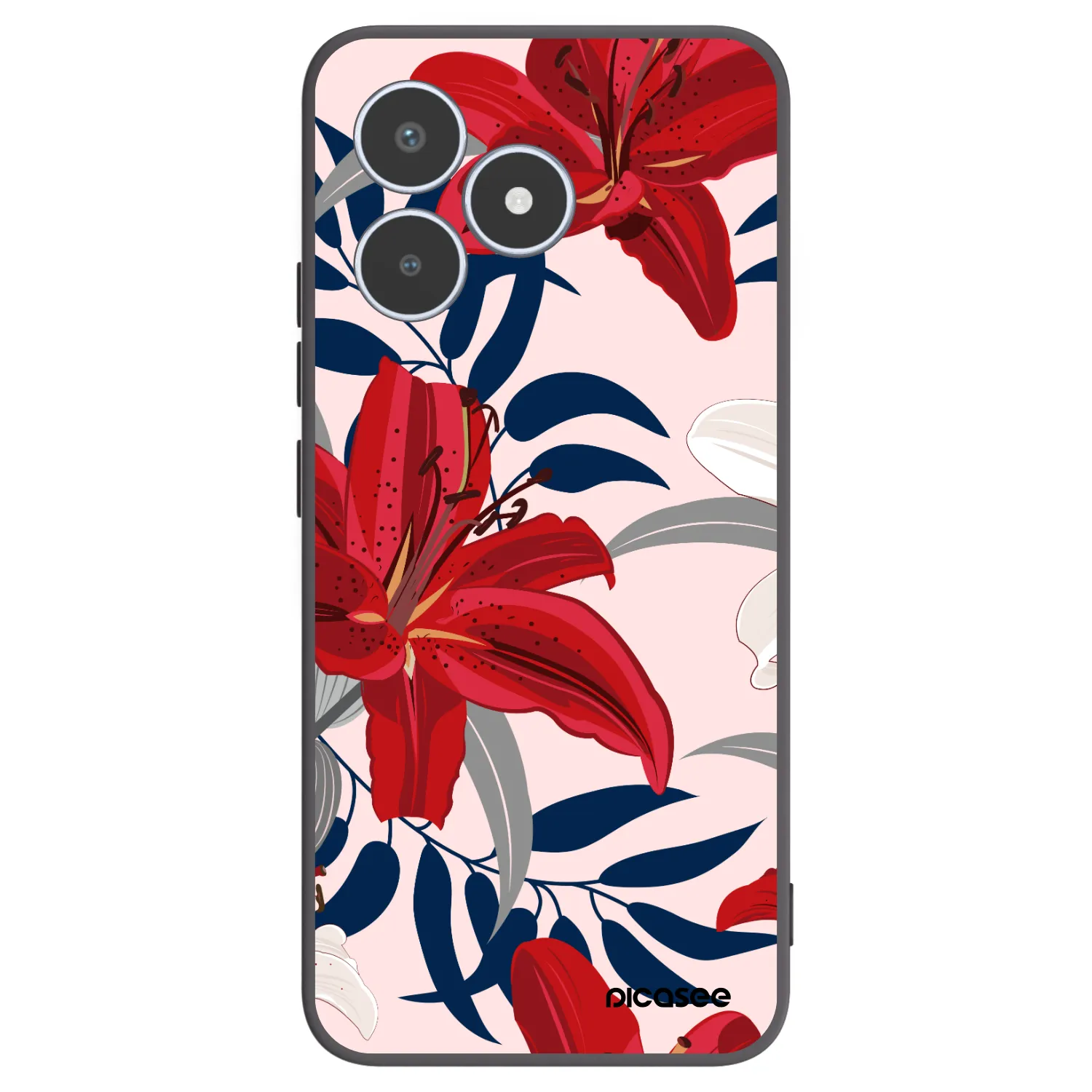 Picasee silikonový černý obal pro Realme C53 - Red Lily