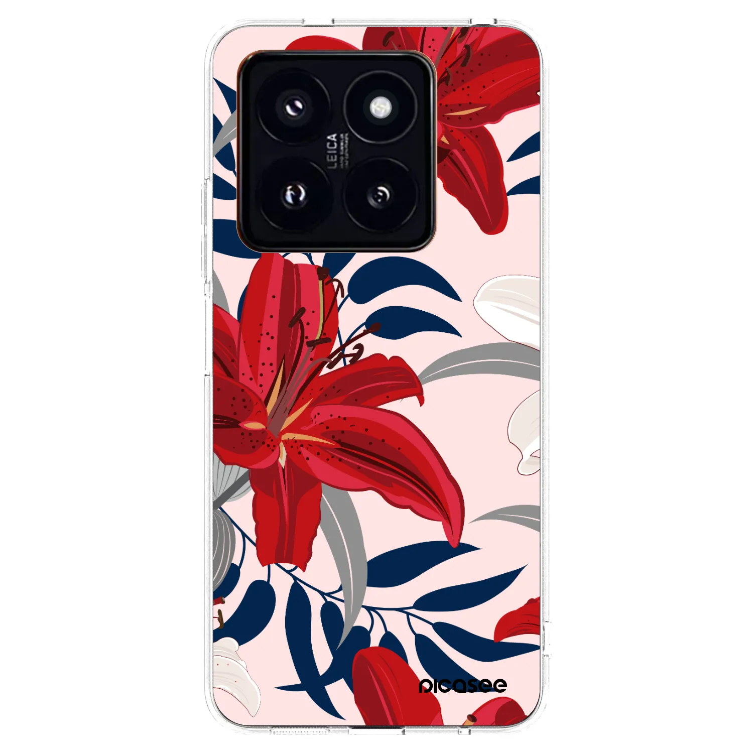 Picasee silikonový průhledný obal pro Xiaomi 14 Pro - Red Lily