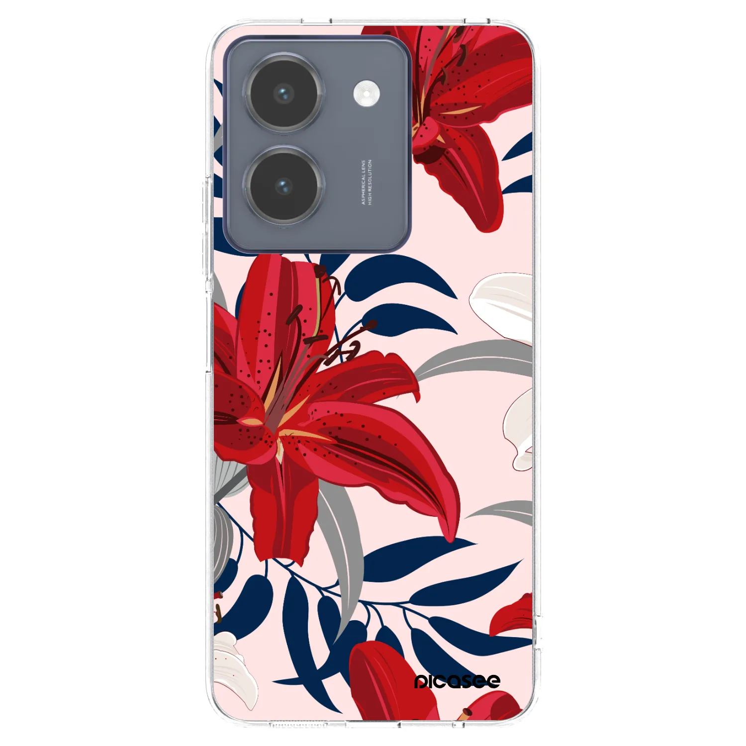 Picasee silikonový průhledný obal pro Vivo Y36 4G - Red Lily