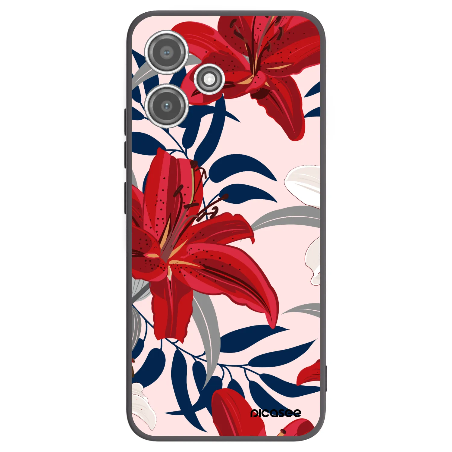 Picasee silikonový černý obal pro Xiaomi Redmi 12 5G - Red Lily