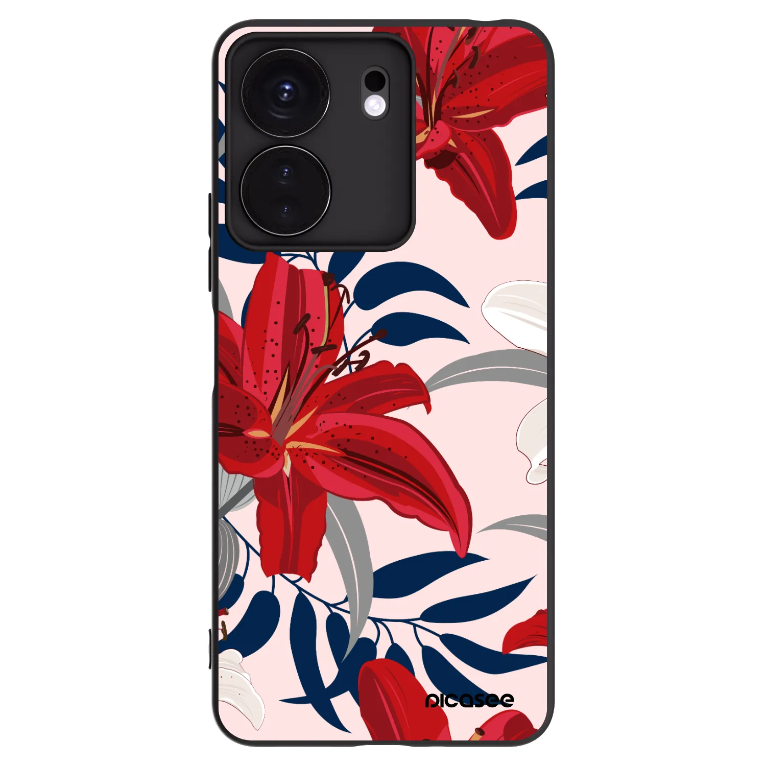Picasee silikonový černý obal pro Xiaomi Redmi 13C 4G - Red Lily