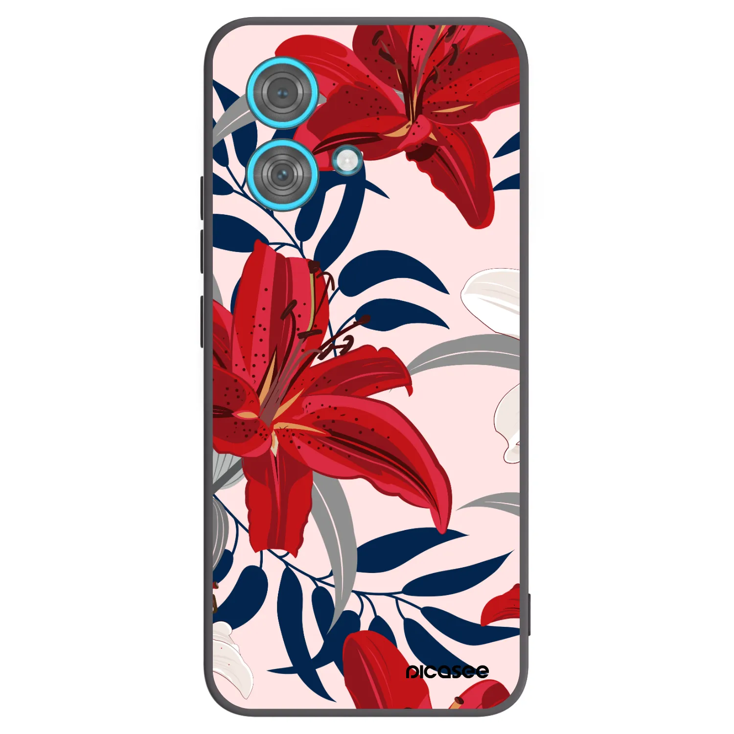 Picasee silikonový černý obal pro Motorola Edge 40 Neo - Red Lily