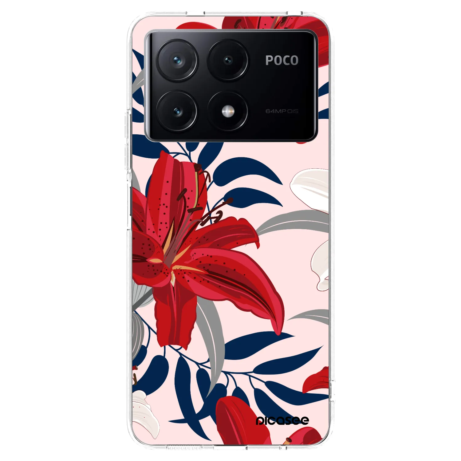 Picasee silikonový průhledný obal pro Xiaomi Poco X6 Pro - Red Lily