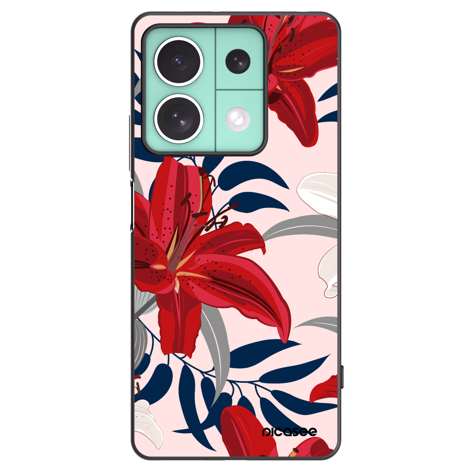 Picasee silikonový černý obal pro Xiaomi Redmi Note 13 5G - Red Lily
