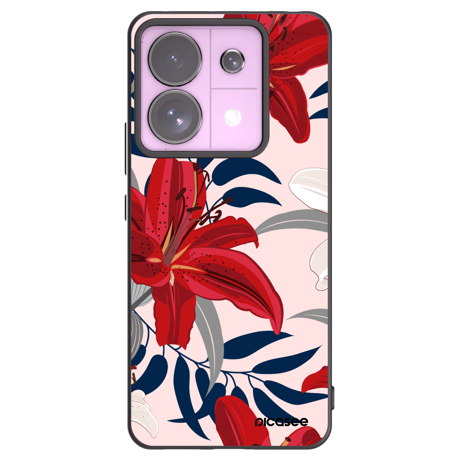 Picasee silikonový černý obal pro Xiaomi Redmi Note 13 Pro 5G - Red Lily