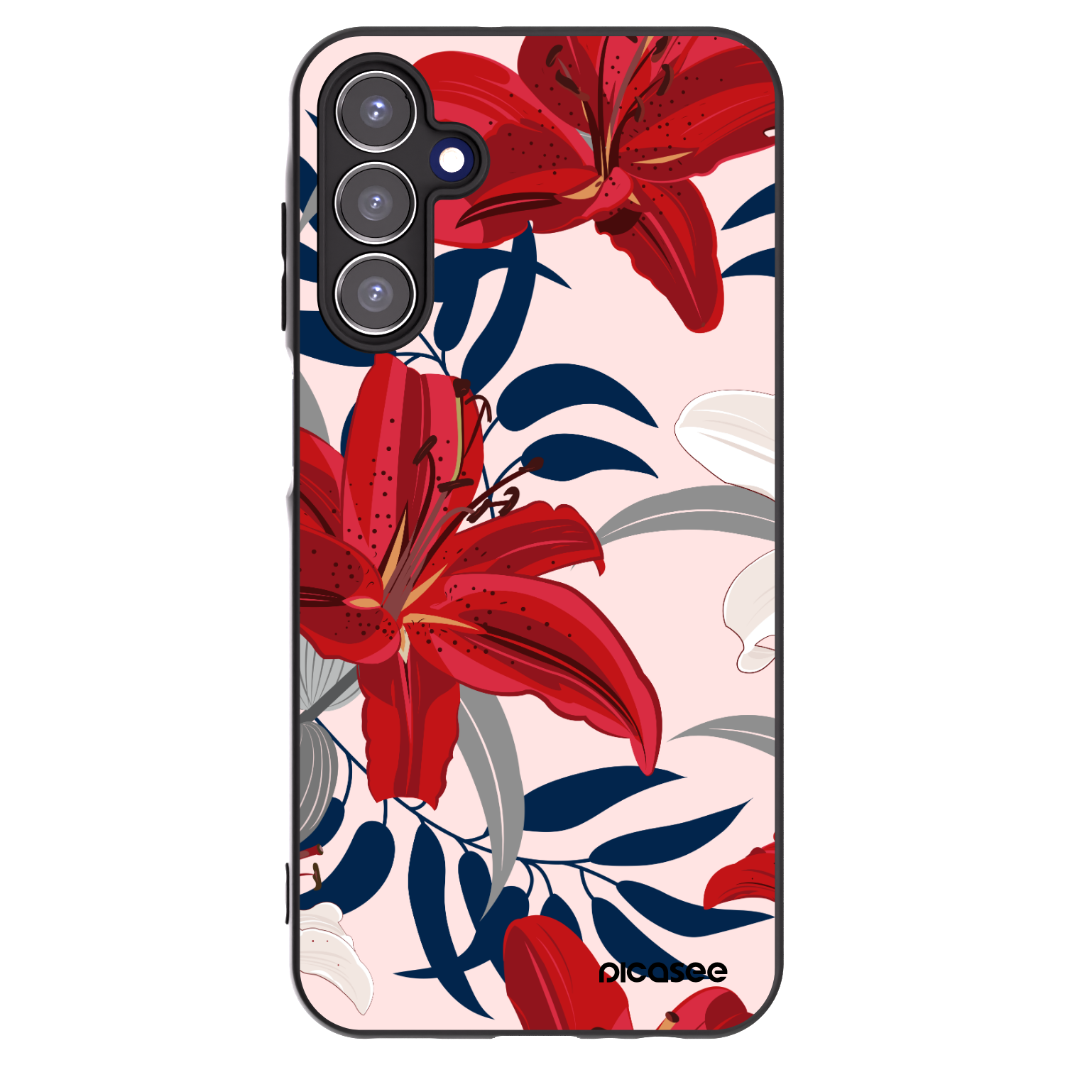 Picasee silikonový černý obal pro Samsung Galaxy A15 A155F 4G - Red Lily