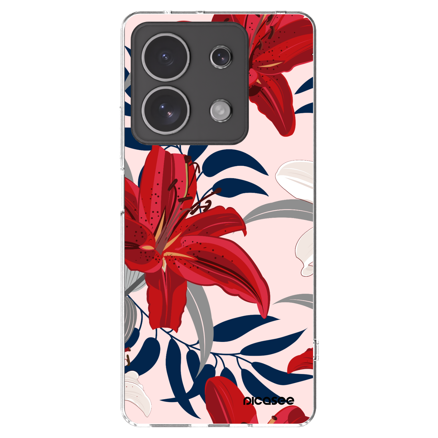 Picasee silikonový průhledný obal pro Xiaomi Redmi Note 13 4G - Red Lily