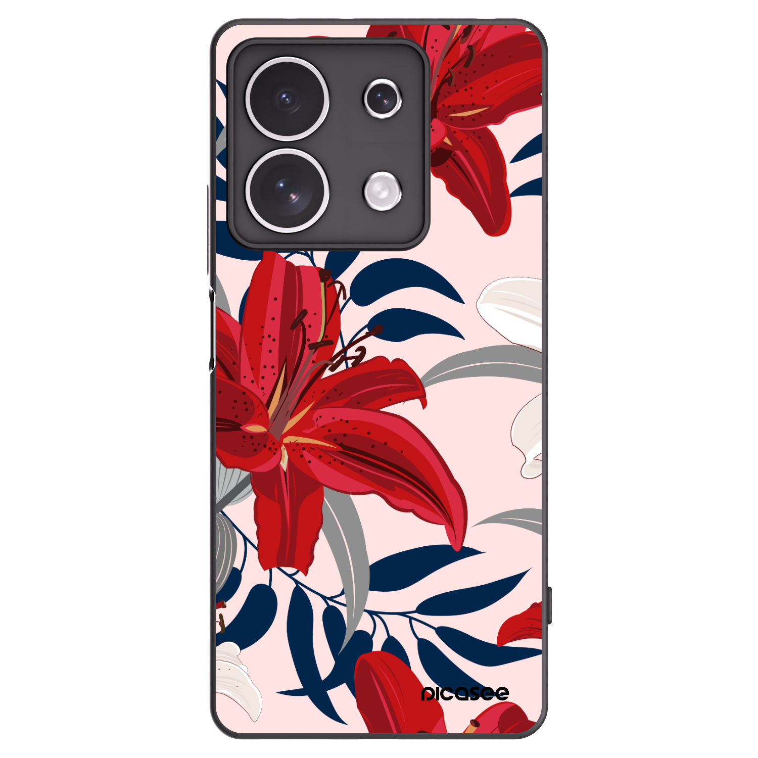 Picasee silikonový černý obal pro Xiaomi Redmi Note 13 4G - Red Lily