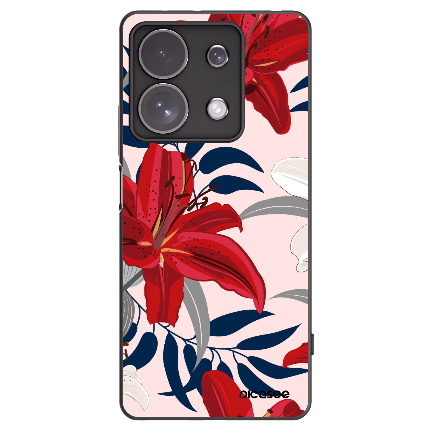 Picasee silikonový černý obal pro Xiaomi Redmi Note 13 Pro 4G - Red Lily