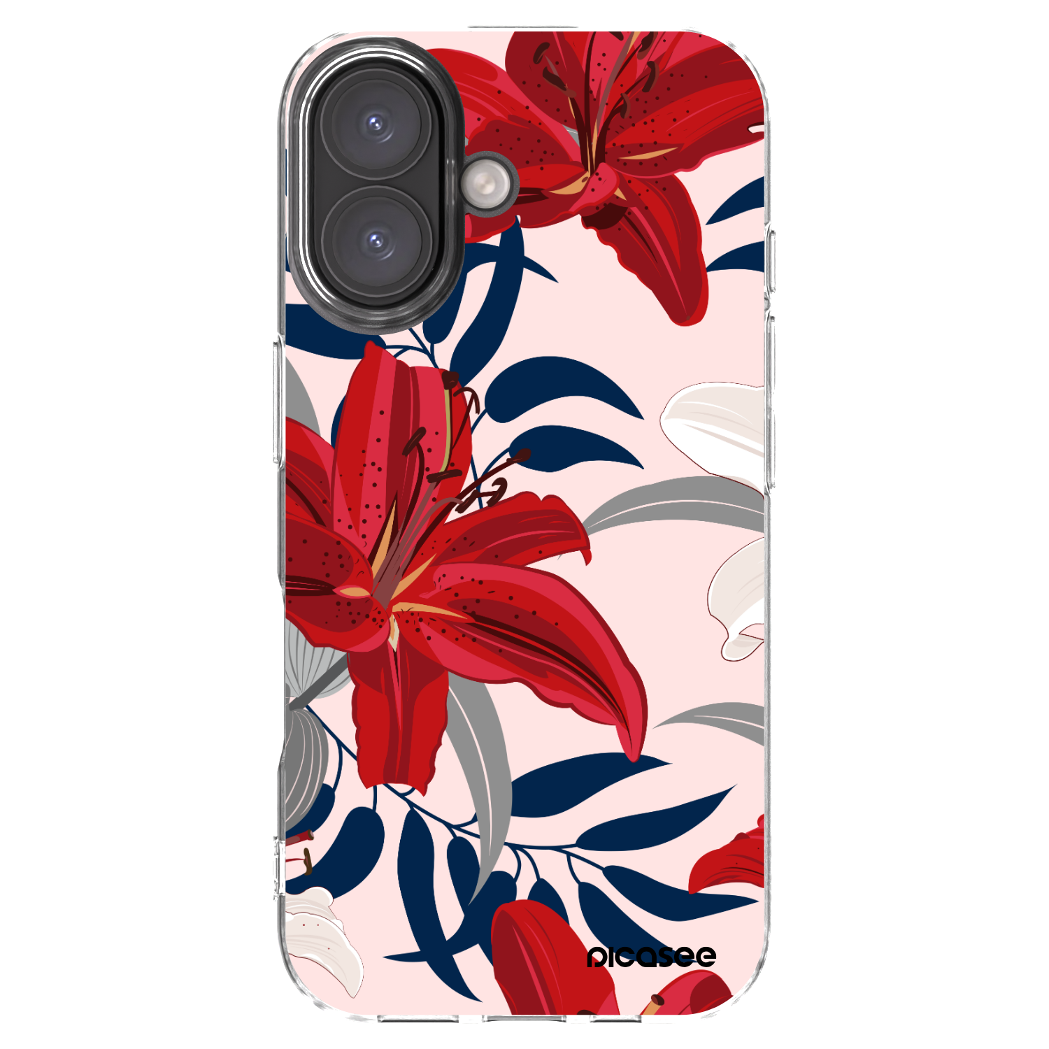 Picasee silikonový průhledný obal pro Apple iPhone 16 - Red Lily