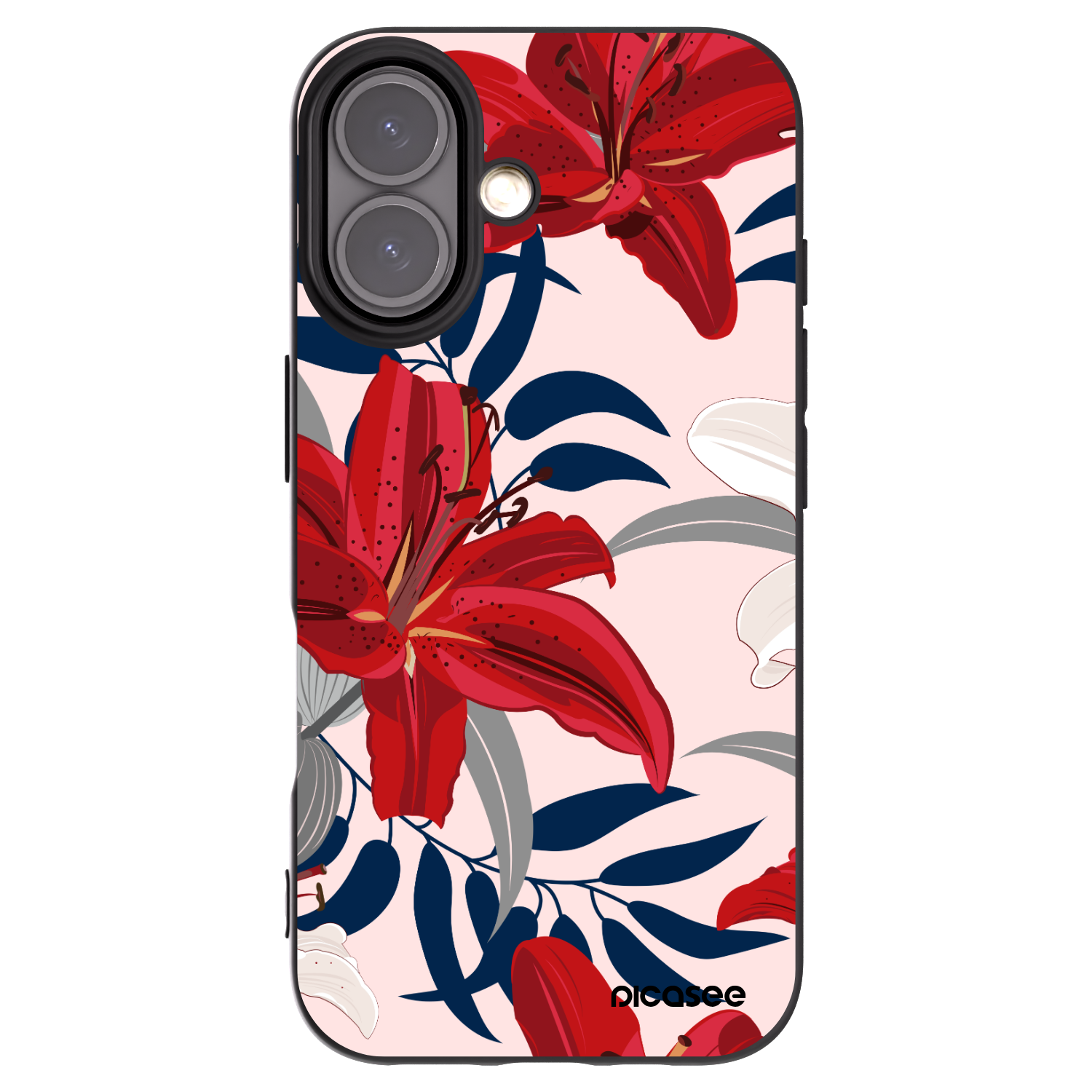 Picasee silikonový černý obal pro Apple iPhone 16 - Red Lily