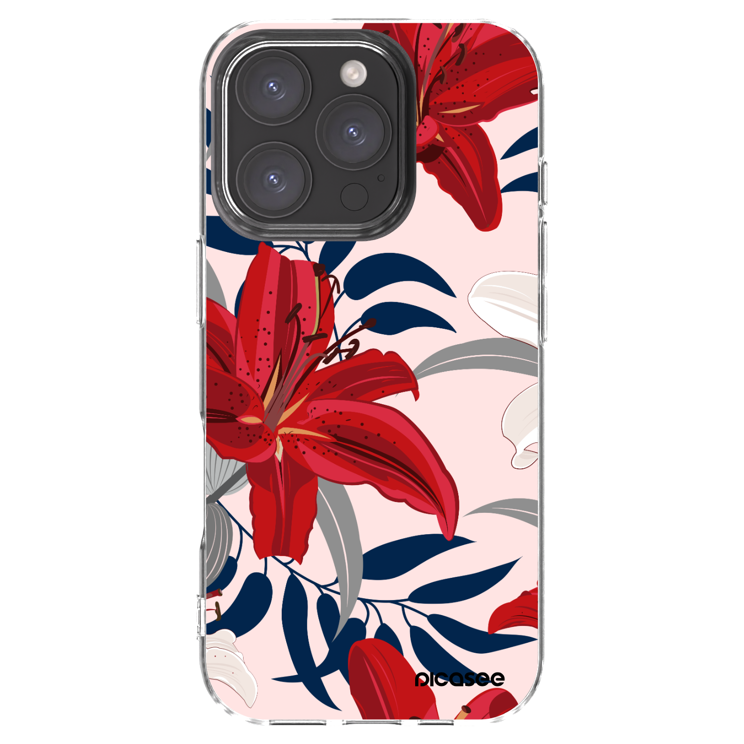 Picasee silikonový průhledný obal pro Apple iPhone 16 Pro - Red Lily
