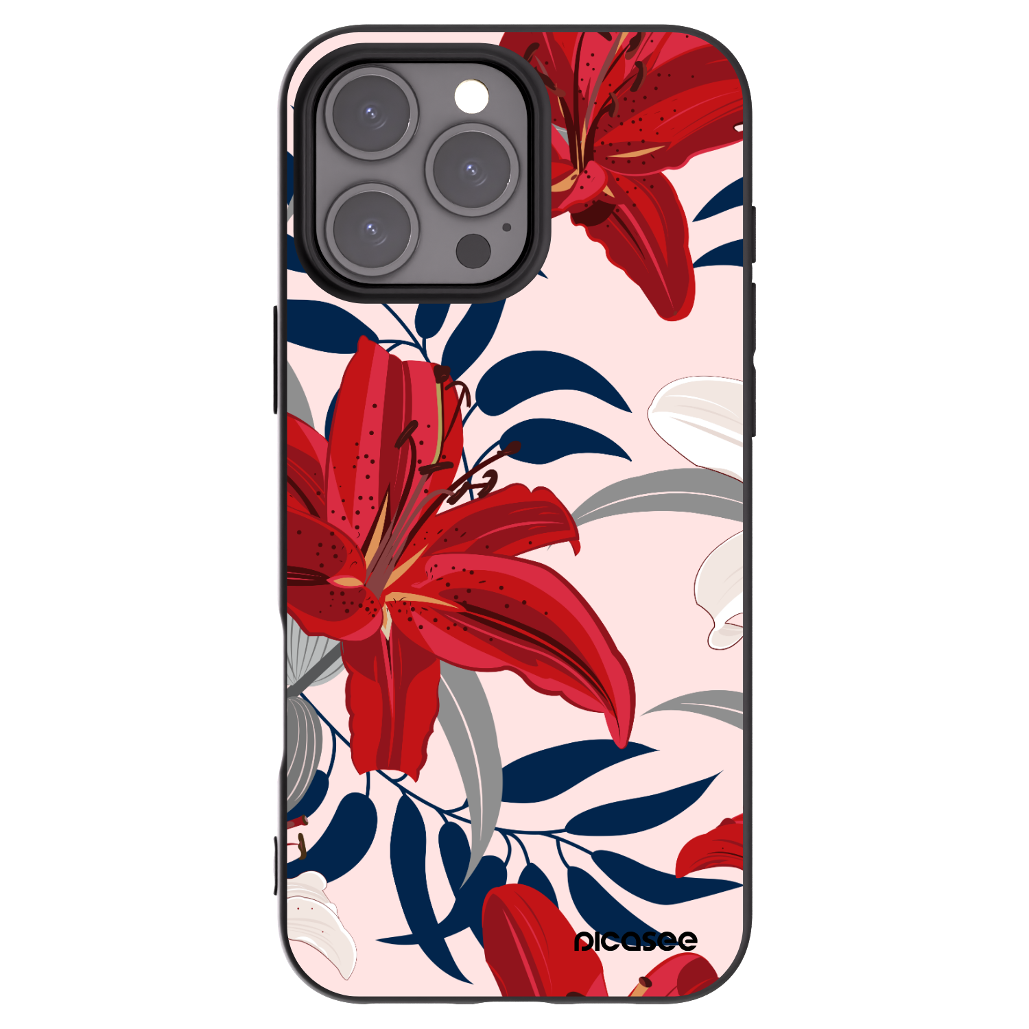 Picasee silikonový černý obal pro Apple iPhone 16 Pro Max - Red Lily