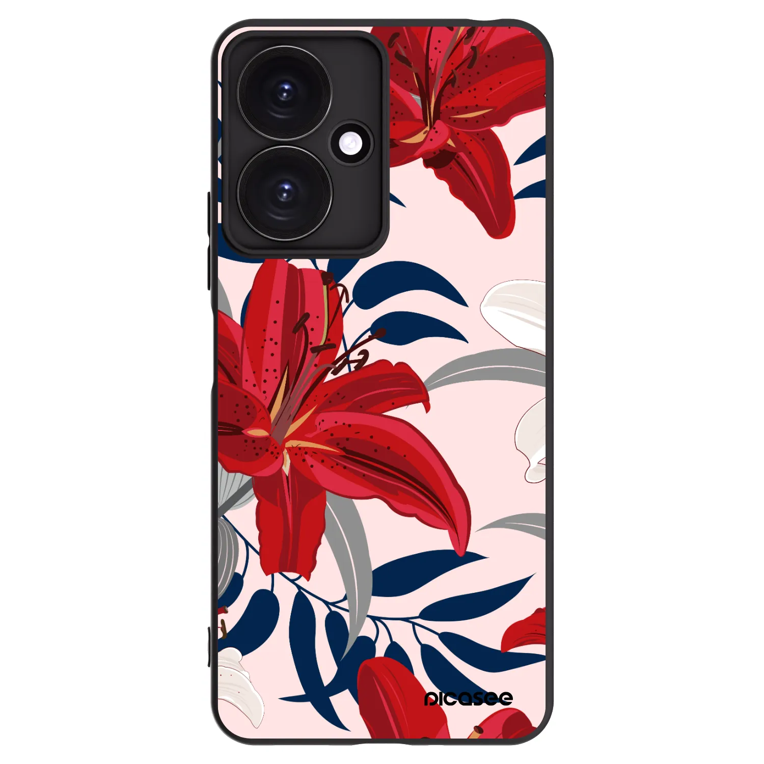 Picasee silikonový černý obal pro Xiaomi Redmi 13C 5G - Red Lily